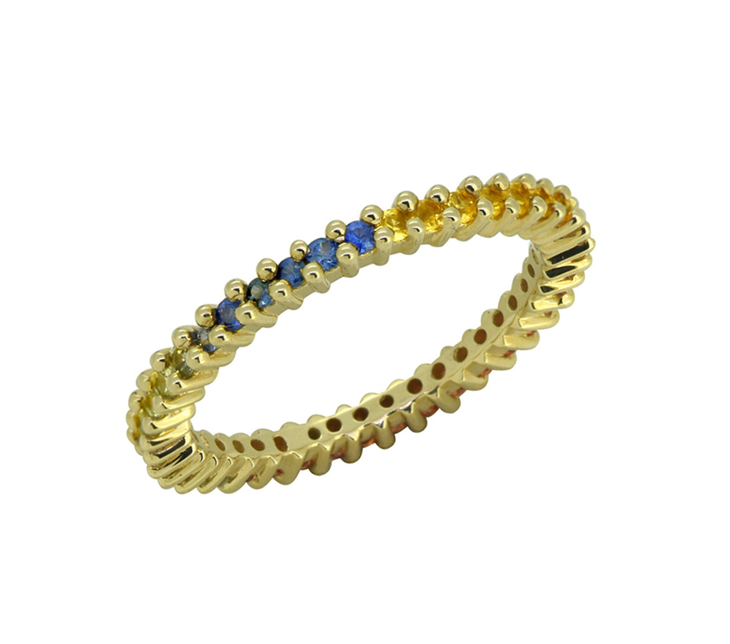 Tiramisu 0.82 ct Multi Sapphire Solid 14k Yellow Gold Gemstone Ring tiramisu
