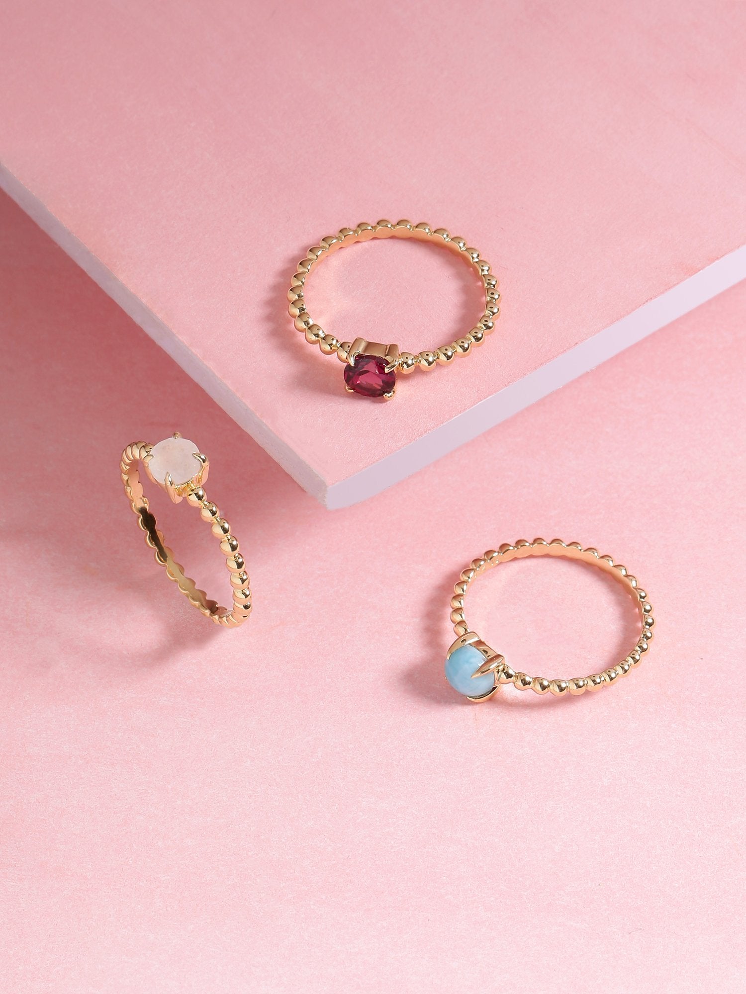 Tiramisu 0.60 Ct Larimar Solid 10k Yellow Gold Beaded Solitaire Ring Jewelry tiramisu