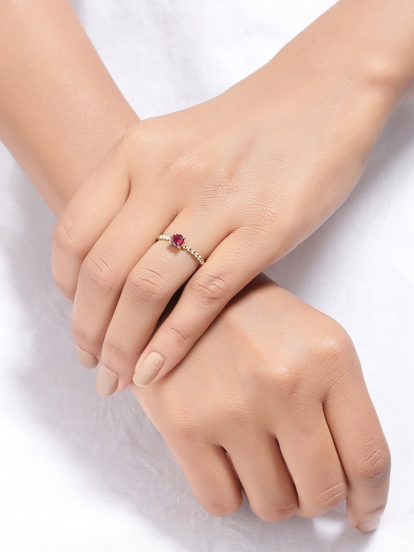 Tiramisu 0.60 Ct Rhodolite Solid 10k Yellow Gold Beaded Solitaire Ring Jewelry tiramisu