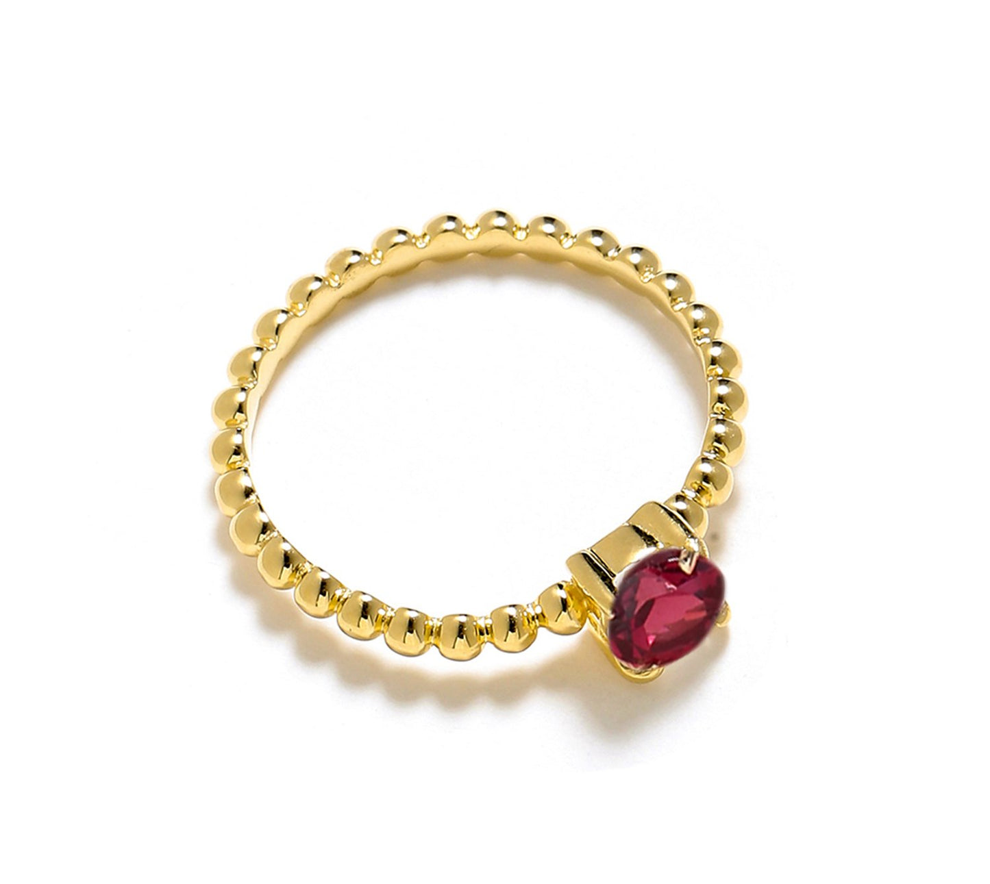 Tiramisu 0.60 Ct Rhodolite Solid 10k Yellow Gold Beaded Solitaire Ring Jewelry tiramisu