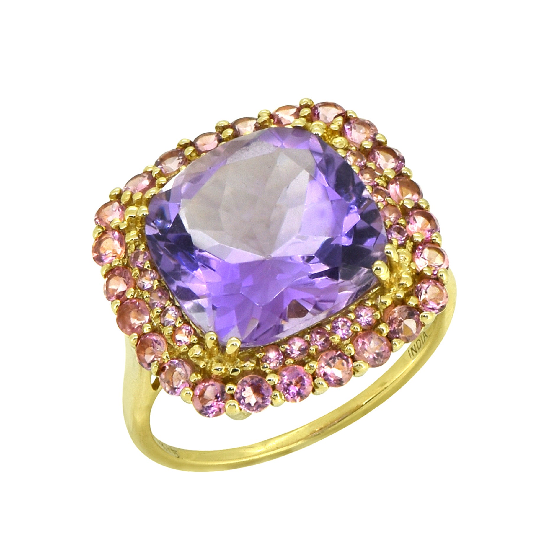 Tiramisu 6.97 ct Amethyst Pink Tourmaline Solid 14k Yellow Gold Ring tiramisu