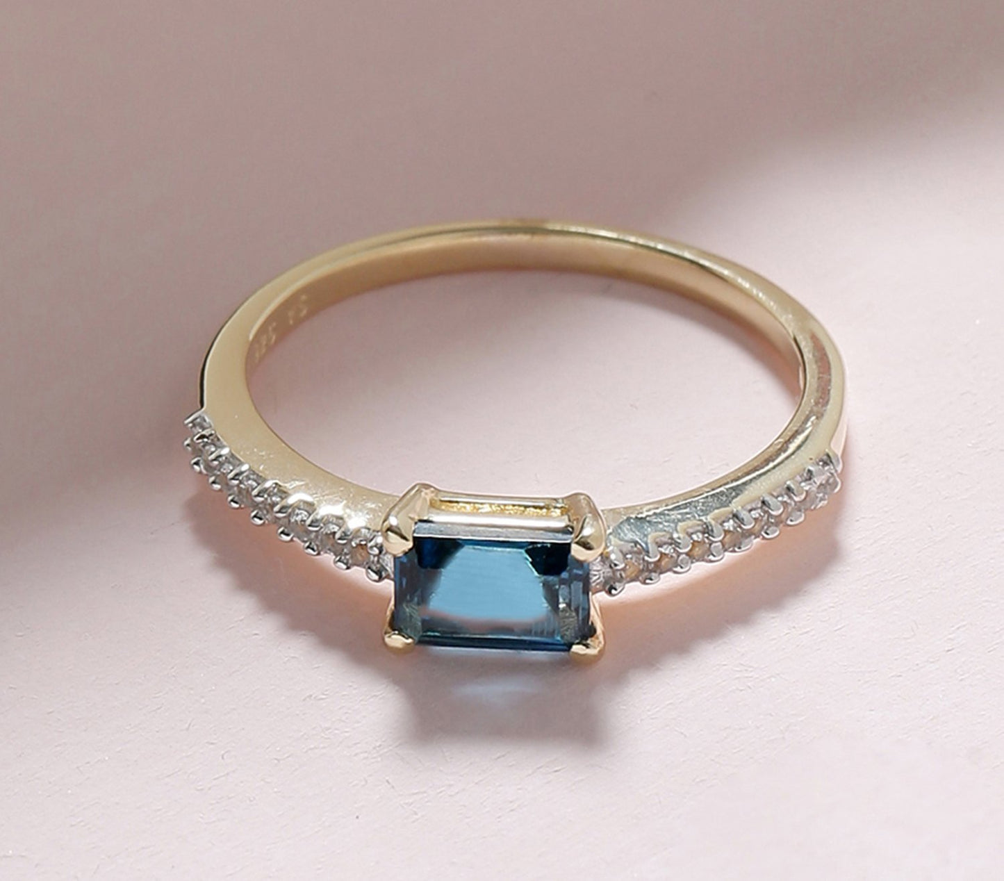 Tiramisu 0.92 Ct London Blue Topaz Solid 10k Yellow Gold Ring Jewelry tiramisu
