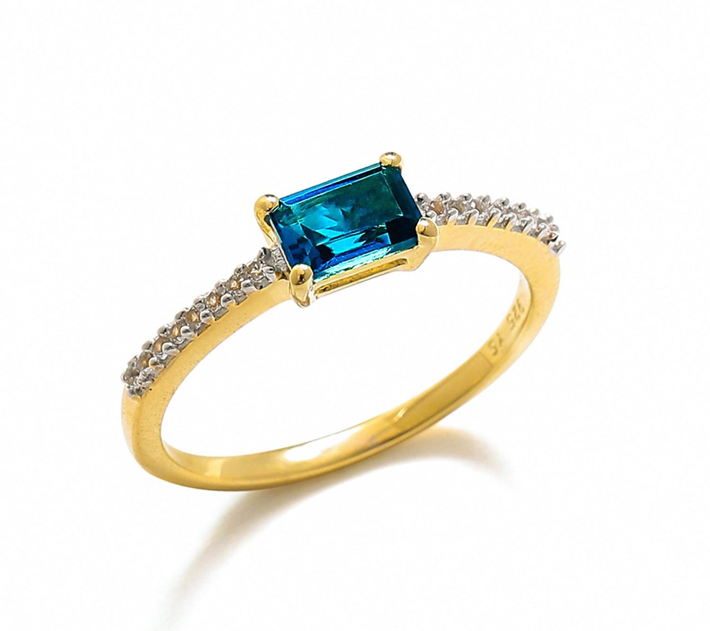 Tiramisu 0.92 Ct London Blue Topaz Solid 10k Yellow Gold Ring Jewelry tiramisu