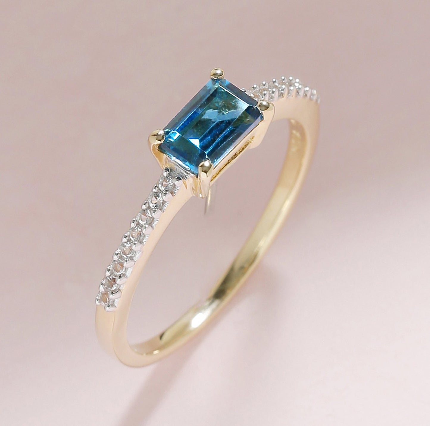Tiramisu 0.92 Ct London Blue Topaz Solid 10k Yellow Gold Ring Jewelry tiramisu