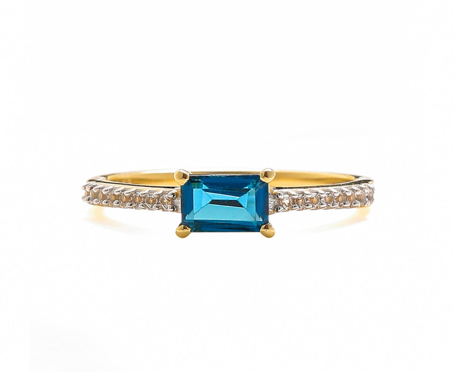 Tiramisu 0.92 Ct London Blue Topaz Solid 10k Yellow Gold Ring Jewelry tiramisu