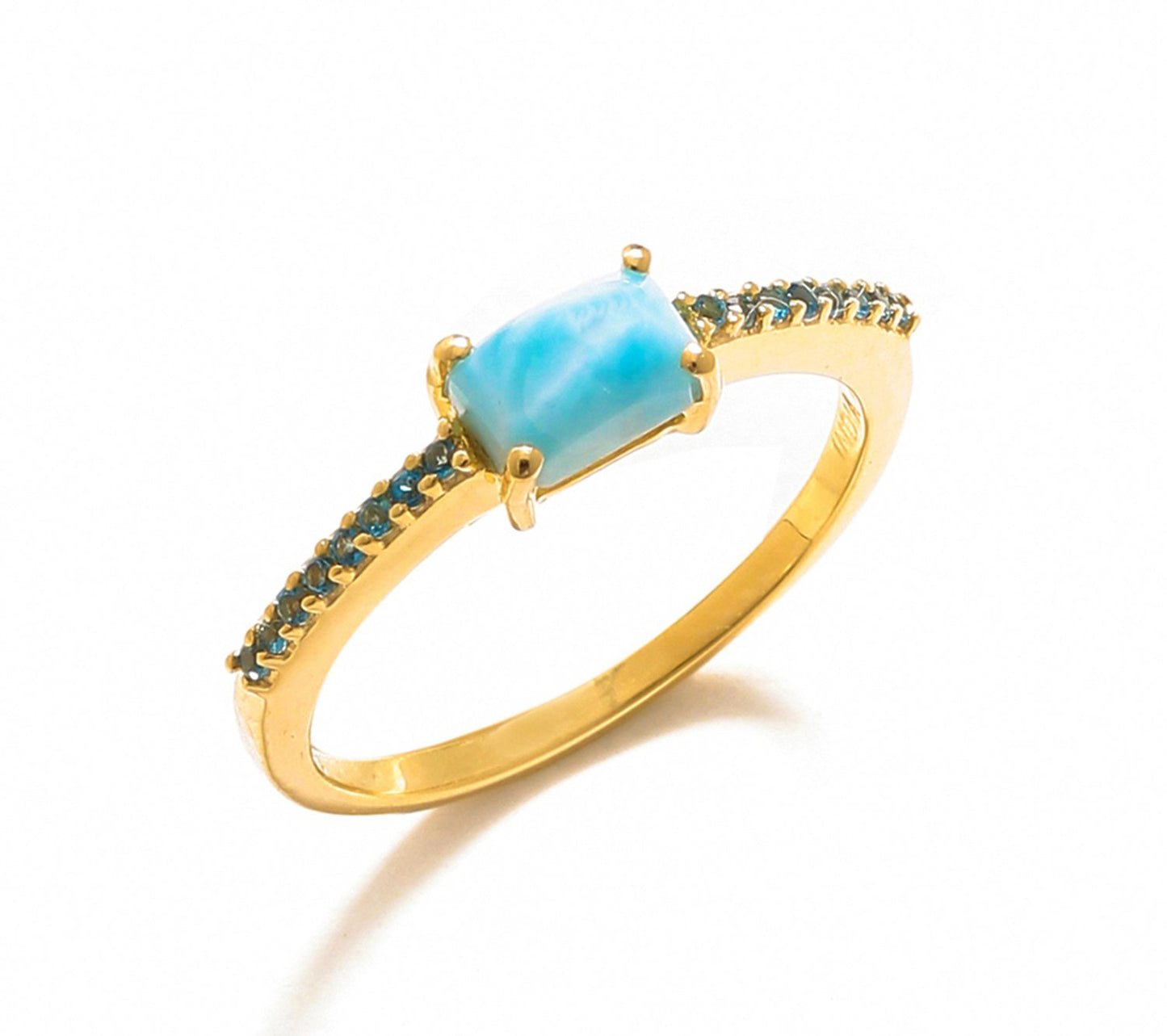 Tiramisu 0.69 Ct Larimar London Blue Topaz Solid 10k Yellow Gold Ring Jewelry tiramisu