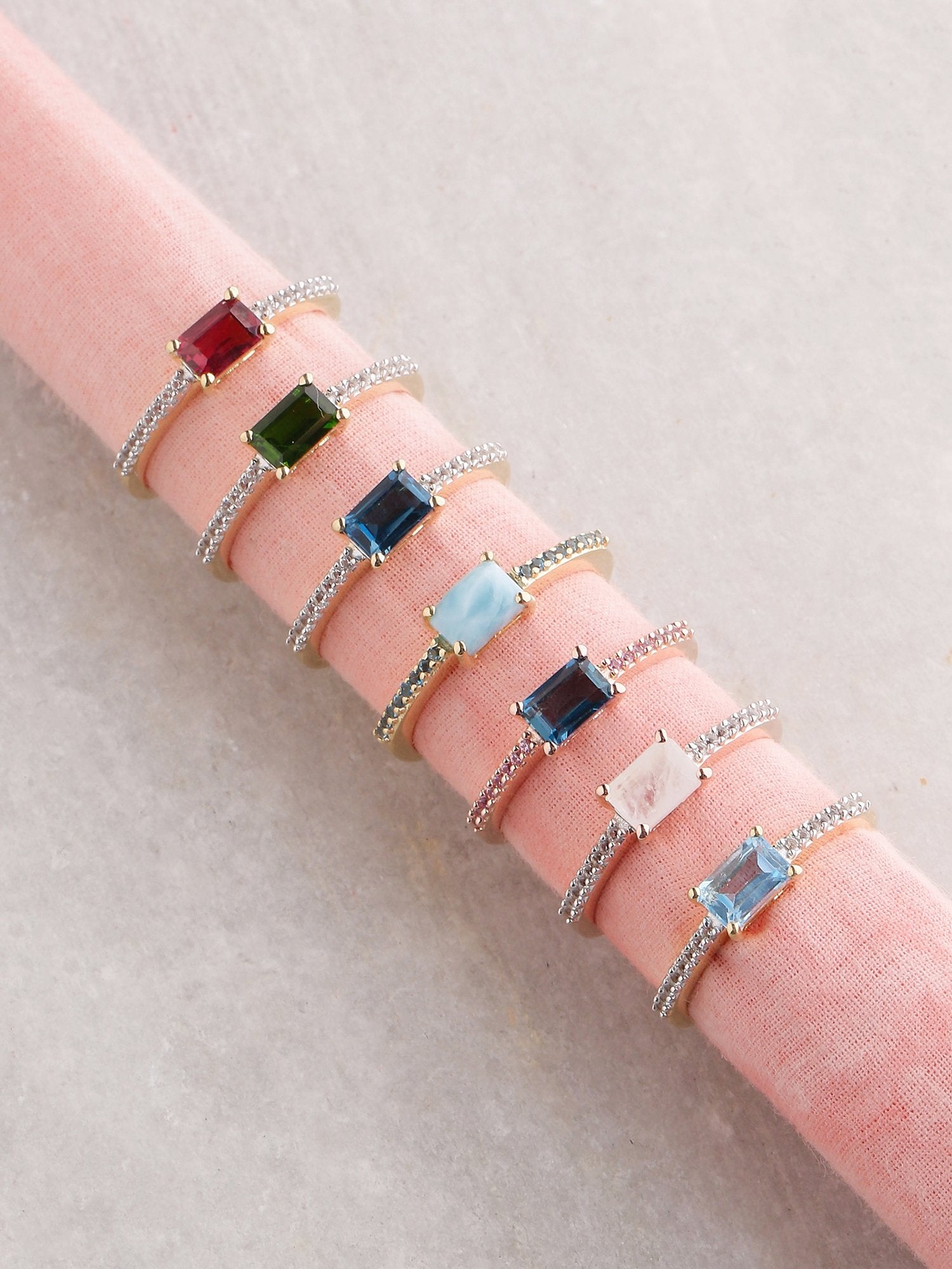 Tiramisu 0.92 Ct London Blue Topaz Pink Sapphire Solid 10k Rose Gold Ring tiramisu