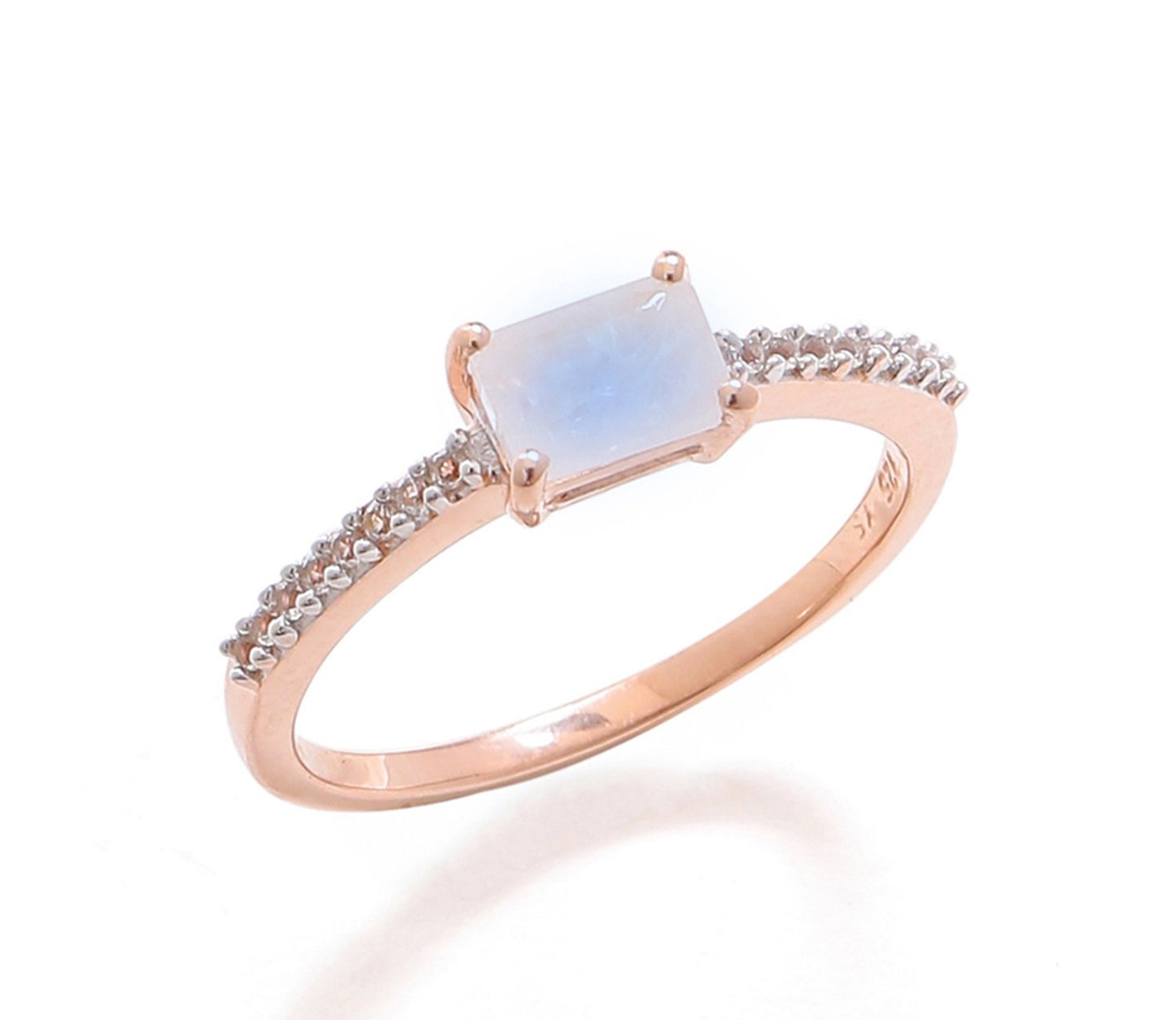Tiramisu 0.65 Ct Moonstone Solid 10k Rose Gold Ring Jewelry