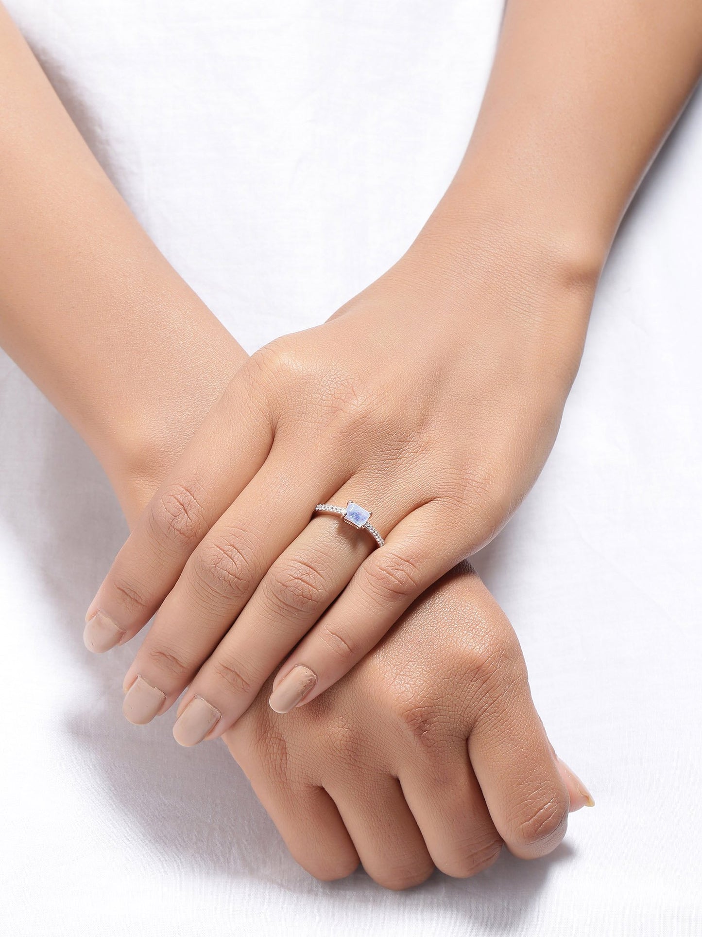 Tiramisu 0.65 Ct Moonstone Solid 10k Rose Gold Ring Jewelry