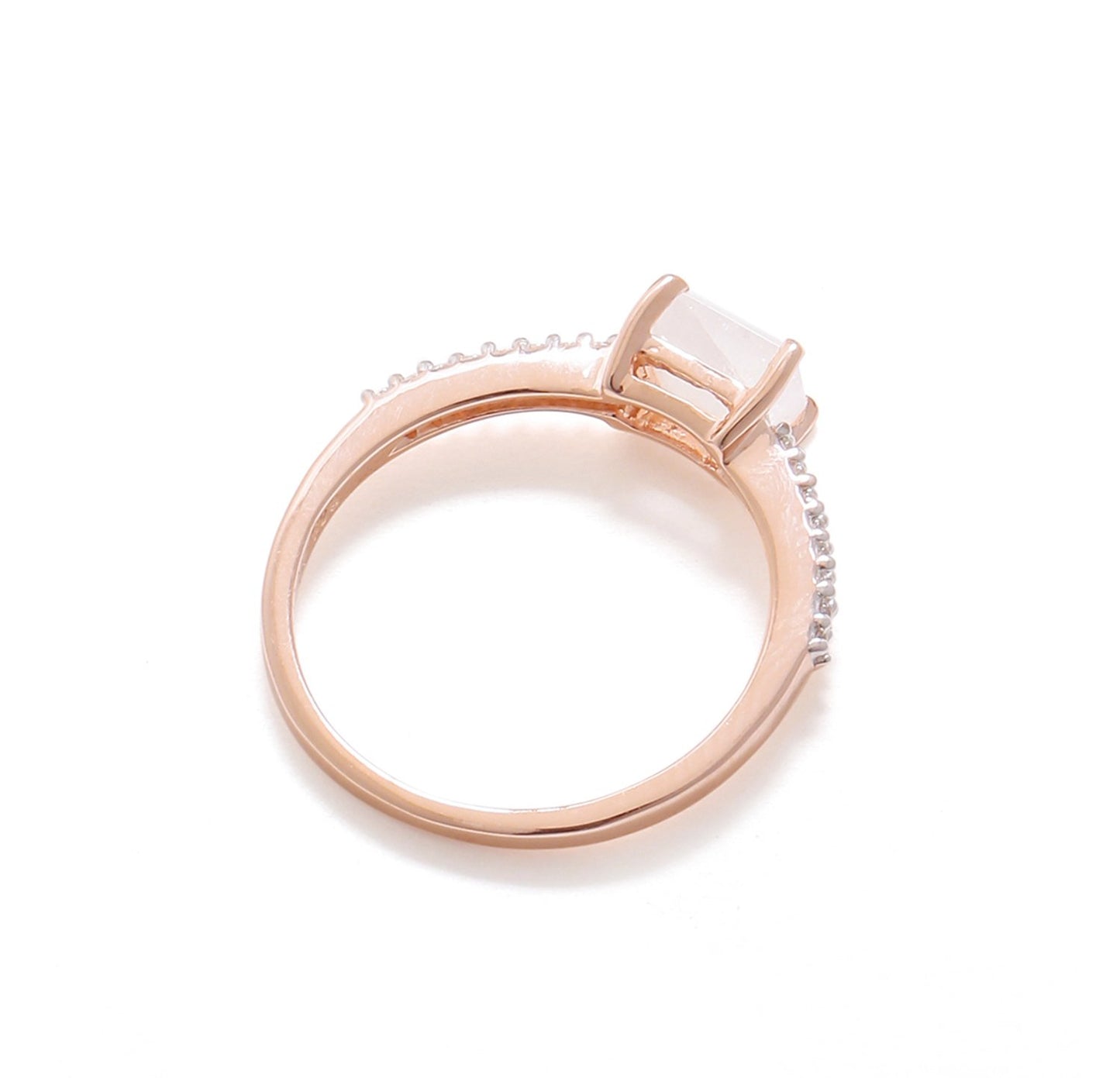Tiramisu 0.65 Ct Moonstone Solid 10k Rose Gold Ring Jewelry