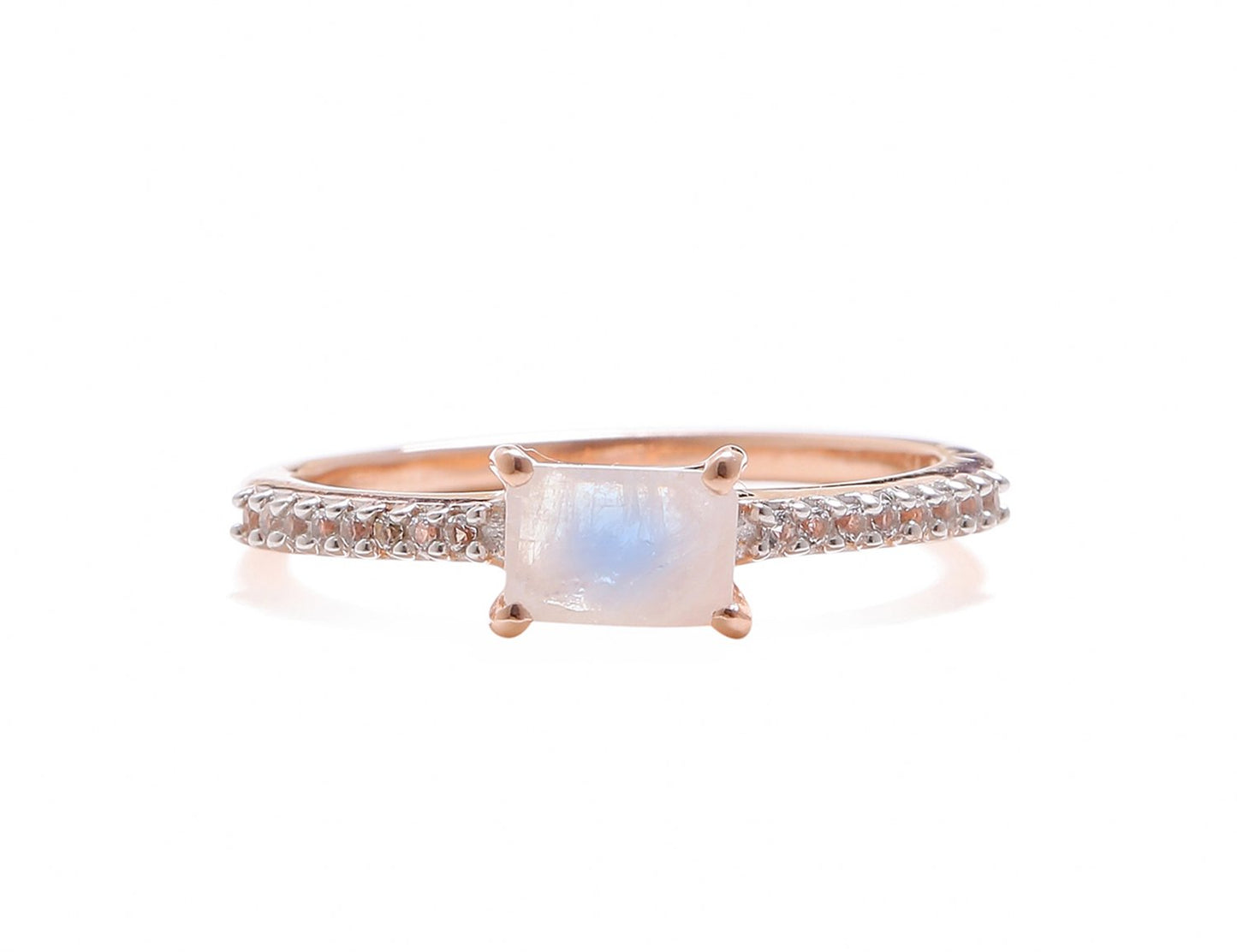 Tiramisu 0.65 Ct Moonstone Solid 10k Rose Gold Ring Jewelry