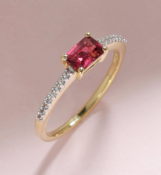 Tiramisu 0.90 Ct Rhodolite Garnet Solid 10k Yellow Gold Ring Jewelry tiramisu