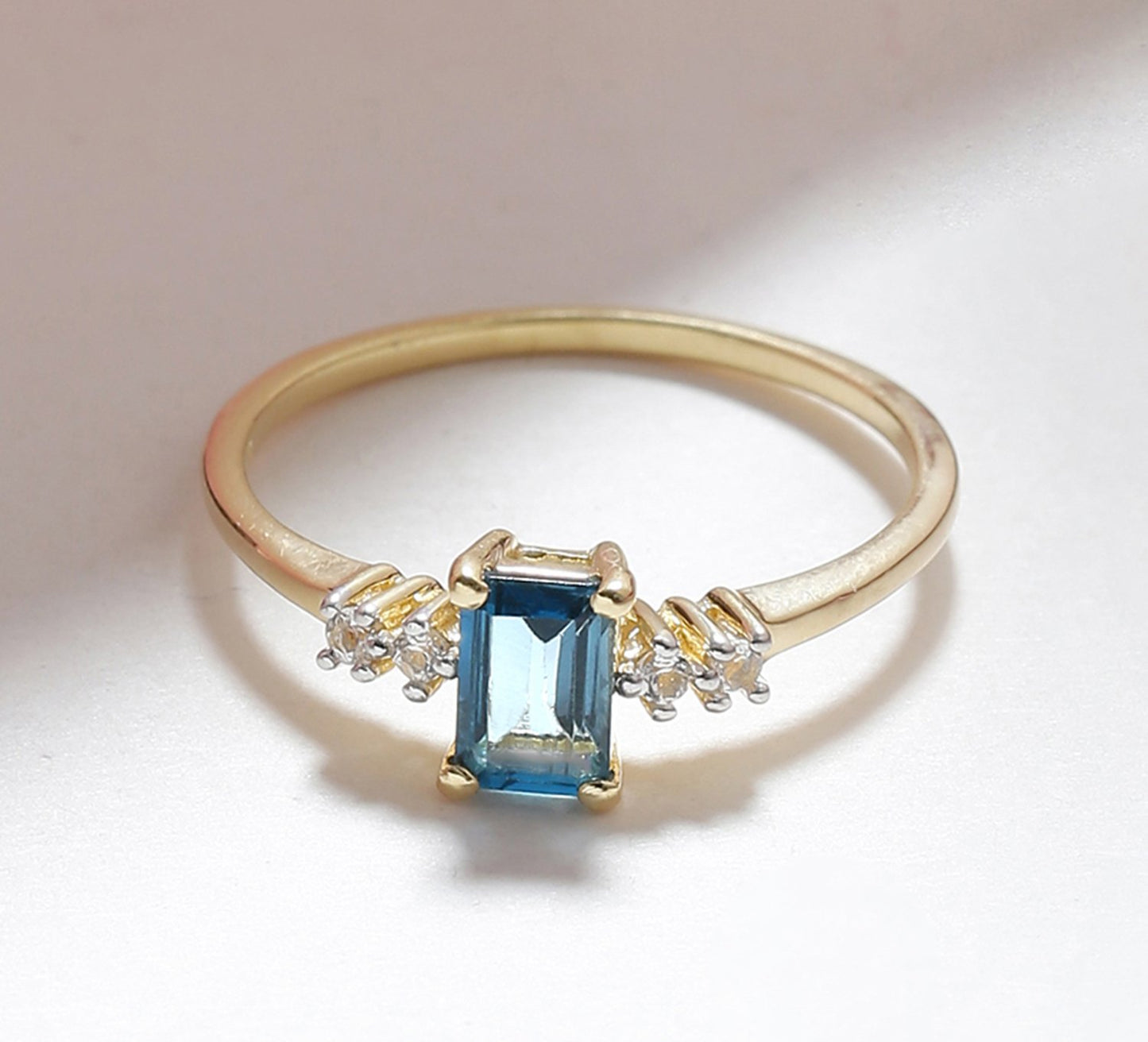 Tiramisu 0.77 Ct London Blue Topaz Solid 10k Yellow Gold Ring Jewelry tiramisu