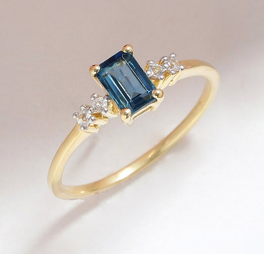 Tiramisu 0.77 Ct London Blue Topaz Solid 10k Yellow Gold Ring Jewelry tiramisu