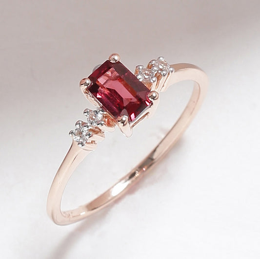 Tiramisu 0.86 Ct Rhodolite Garnet Solid 10k Rose Gold Ring Jewelry tiramisu