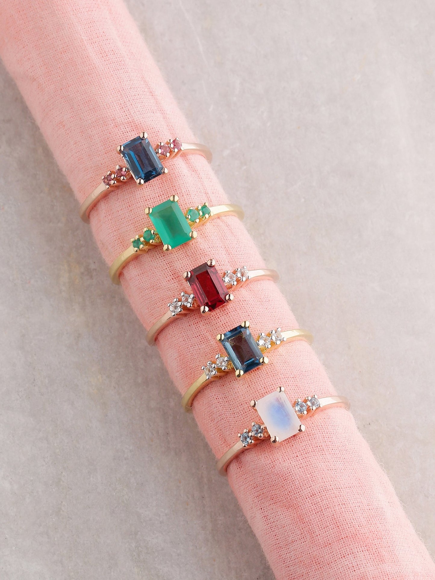 Tiramisu 0.62 Ct Moonstone London Blue Topaz Solid 10k Rose Gold Ring tiramisu