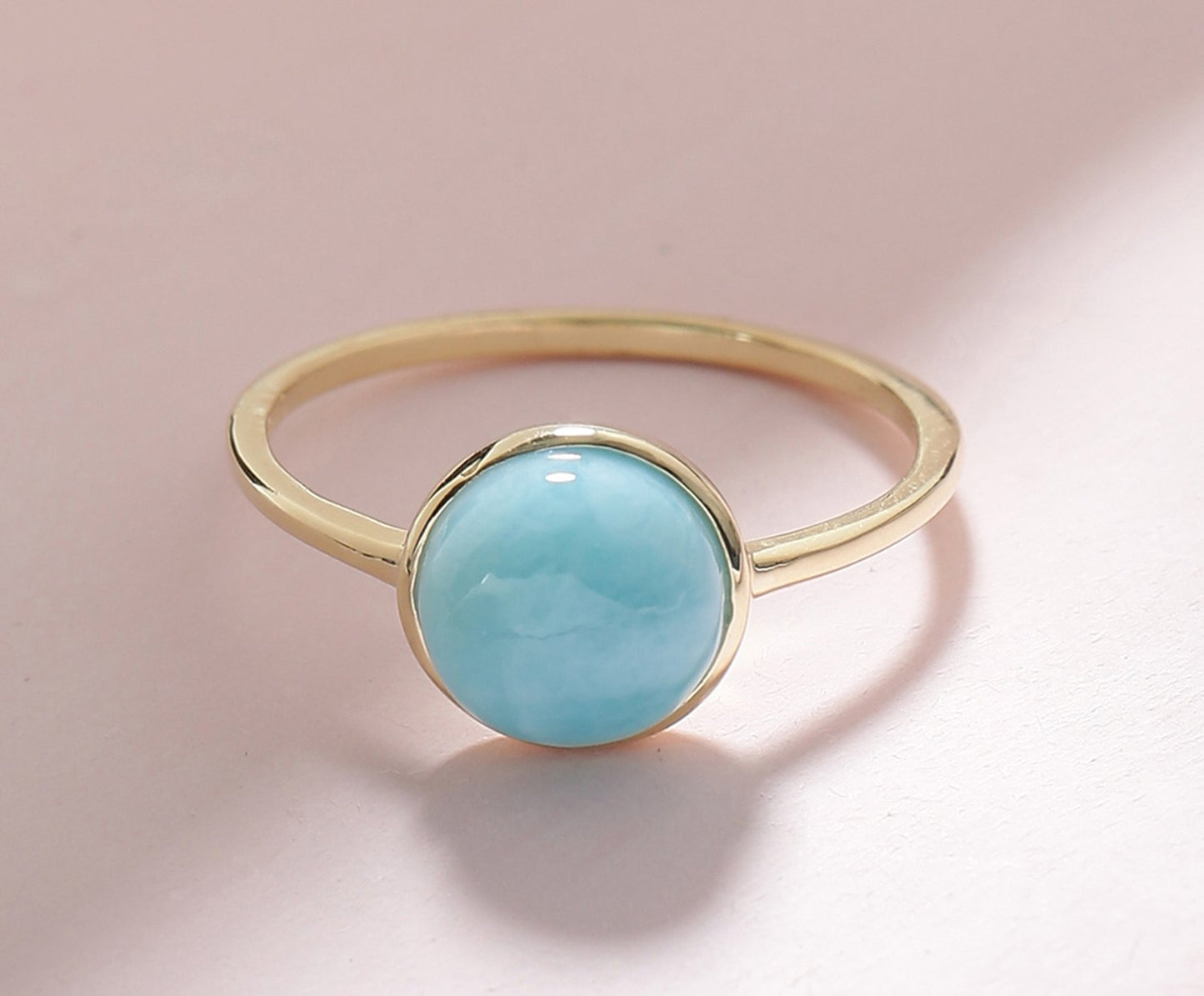 Tiramisu 2.20 Ct Larimar Solid 10k Yellow Gold Ring Jewelry tiramisu