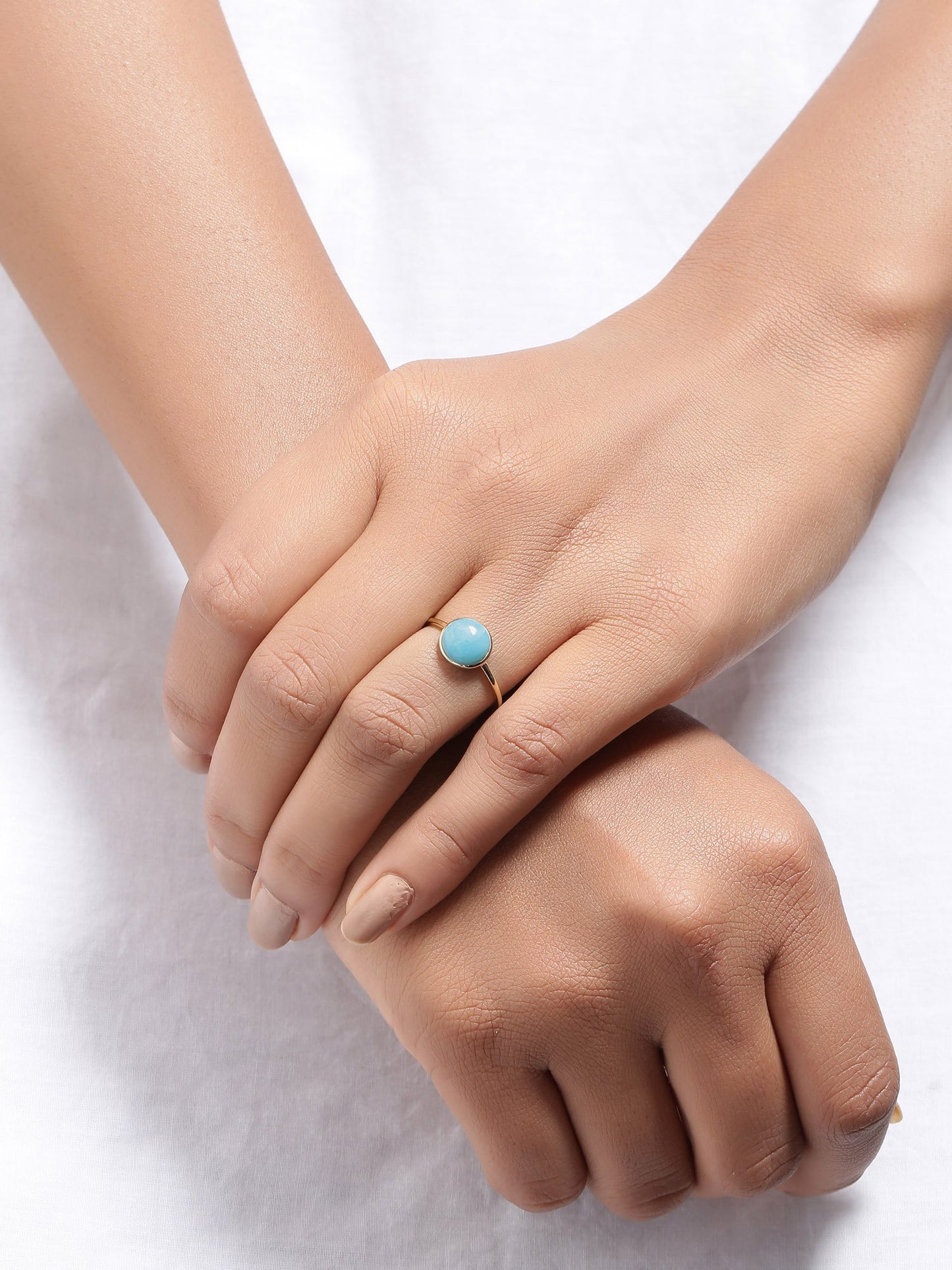 Tiramisu 2.20 Ct Larimar Solid 10k Yellow Gold Ring Jewelry tiramisu