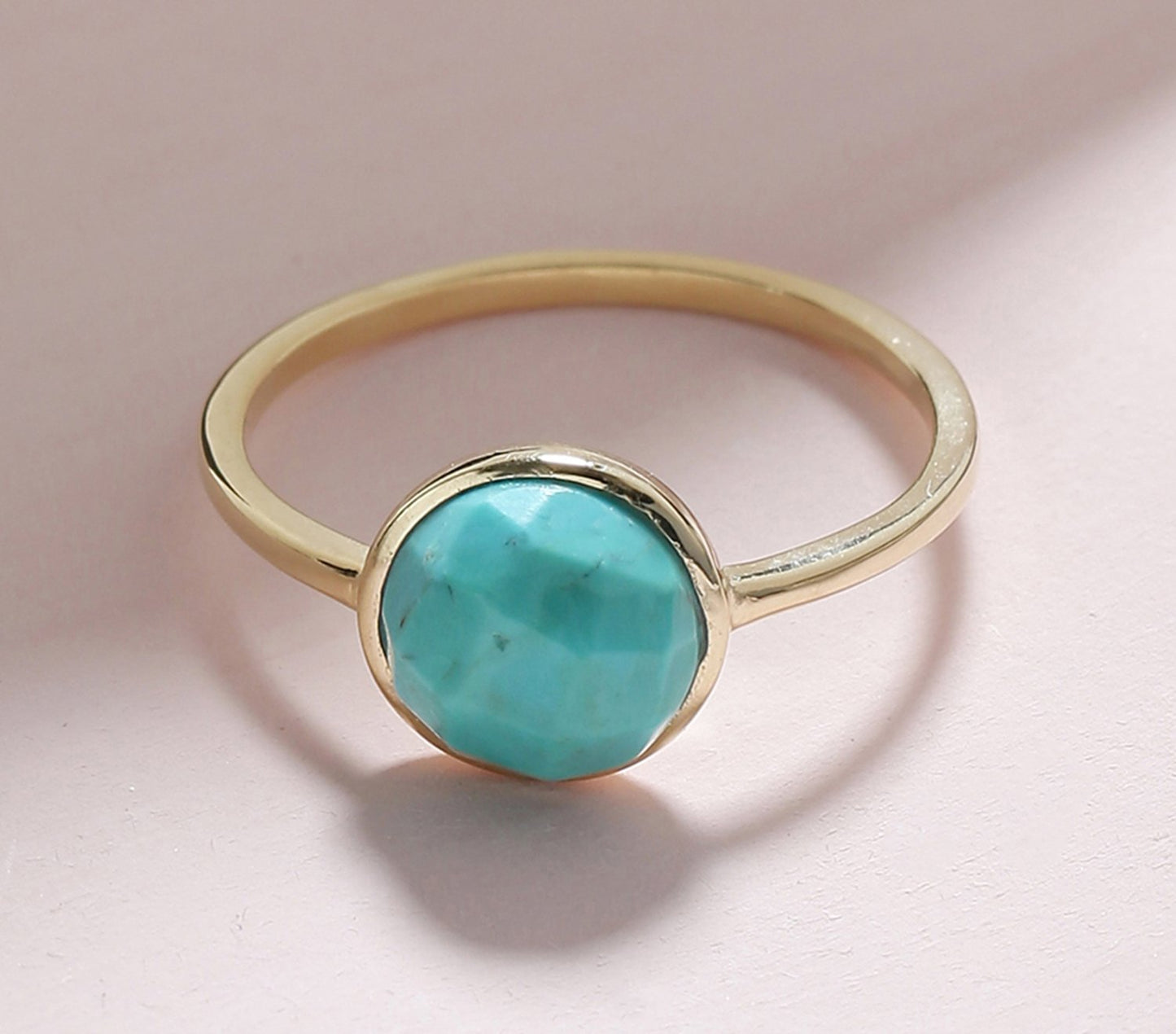 Tiramisu 2.03 Ct Turquoise Solid 10k Yellow Gold Ring Jewelry tiramisu
