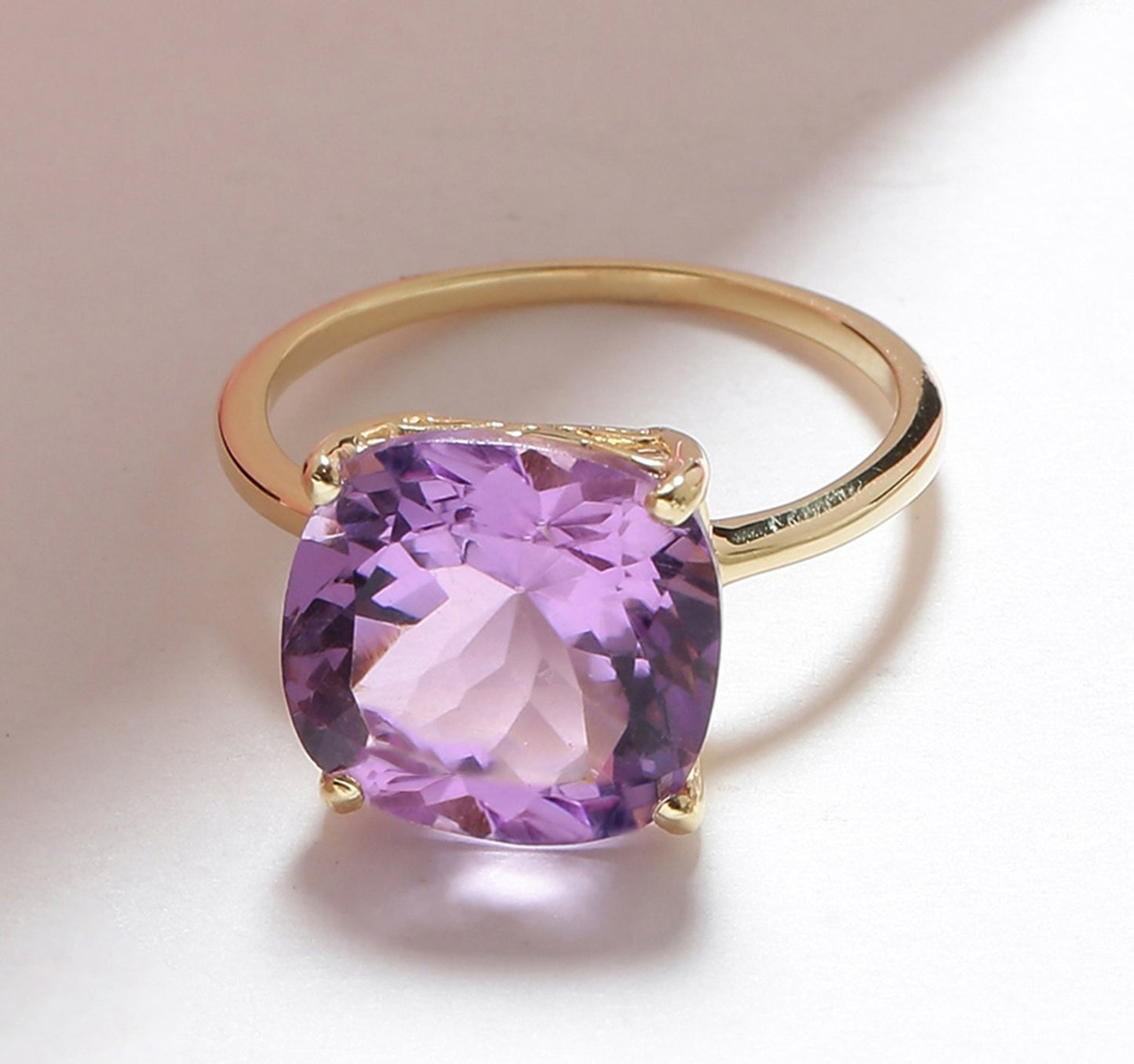 Tiramisu 5.85 Ct Amethyst Solid 10k Yellow Gold Ring Jewelry tiramisu