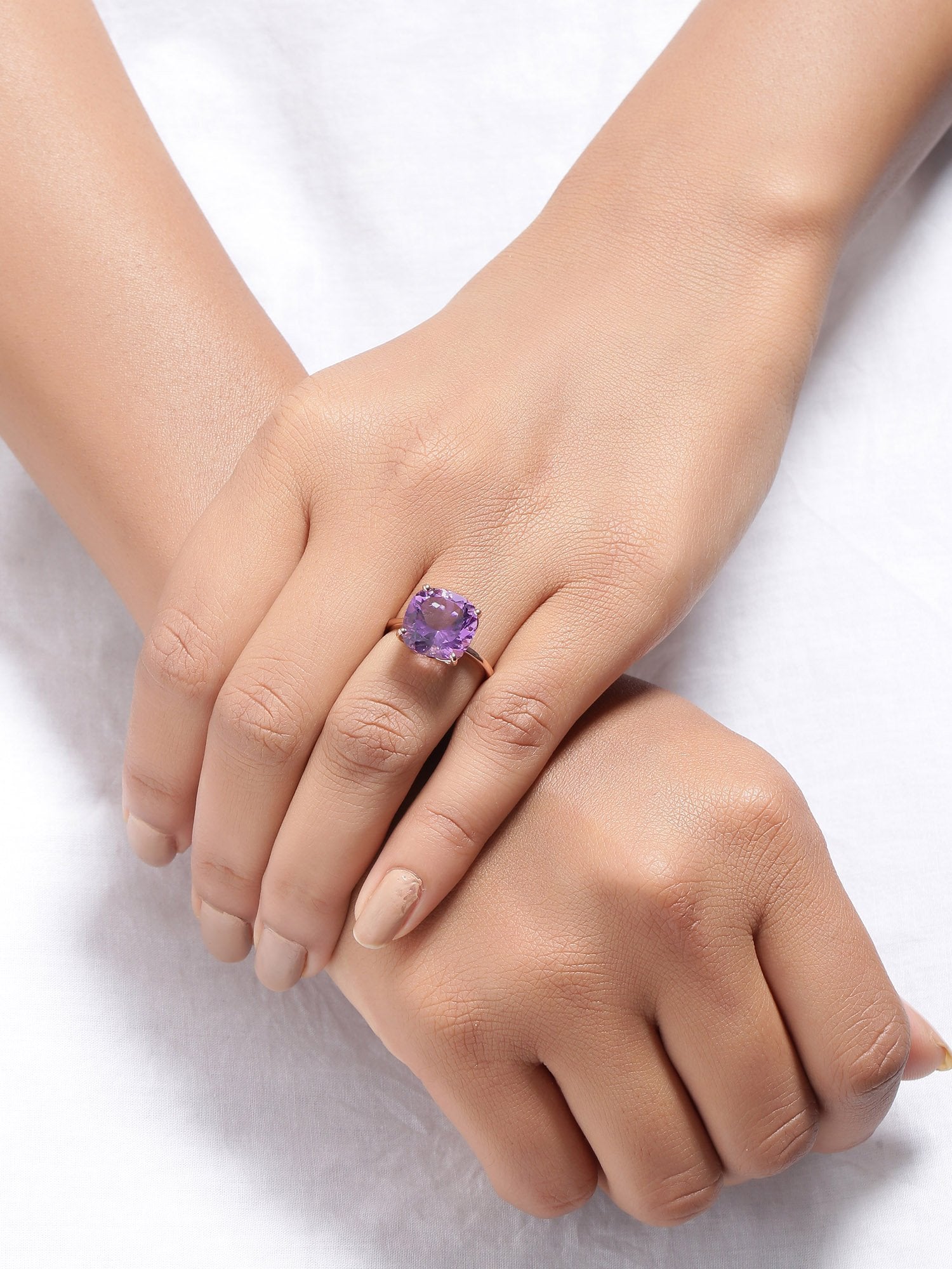 Tiramisu 5.85 Ct Amethyst Solid 10k Yellow Gold Ring Jewelry tiramisu