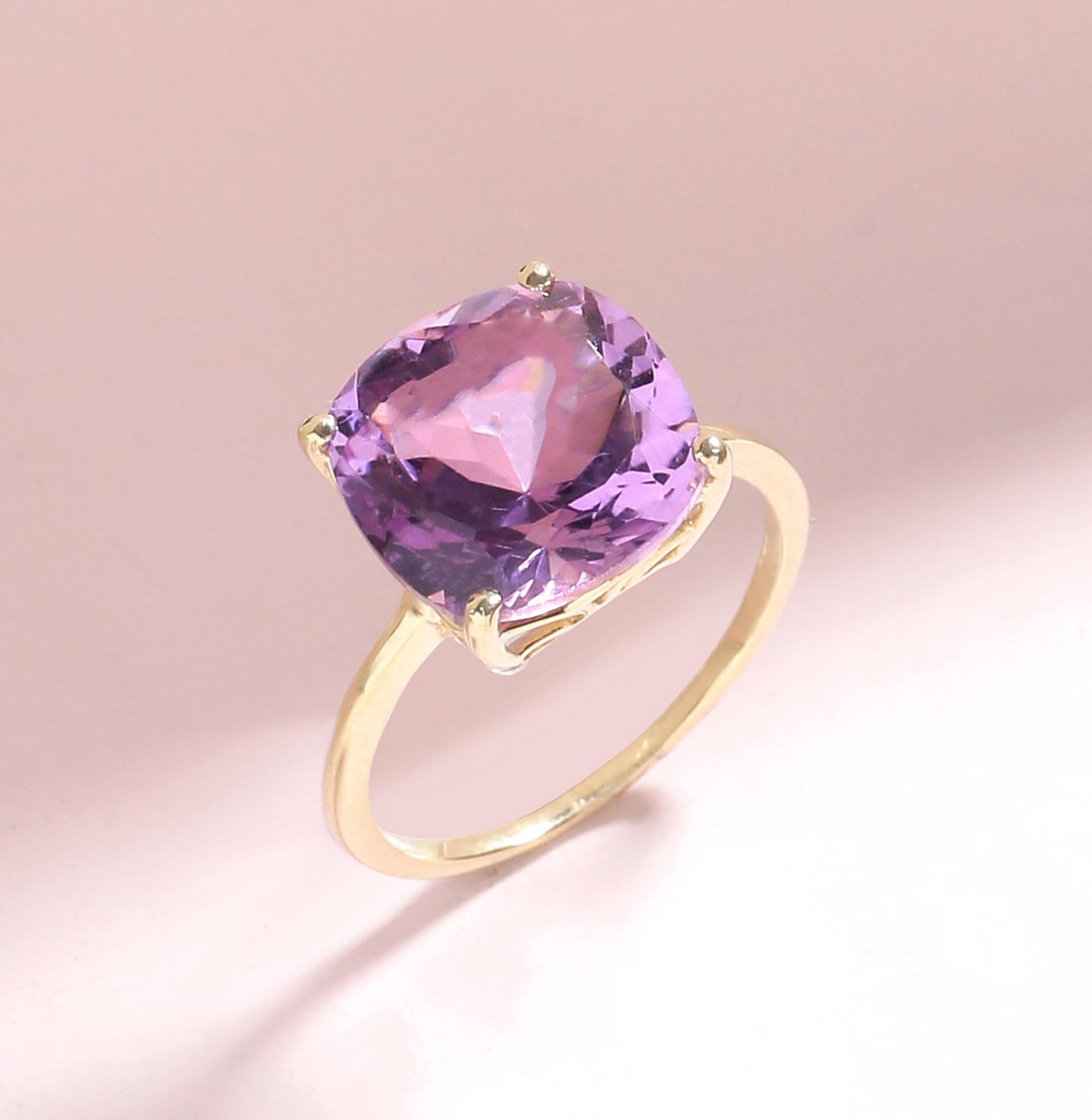 Tiramisu 5.85 Ct Amethyst Solid 10k Yellow Gold Ring Jewelry tiramisu