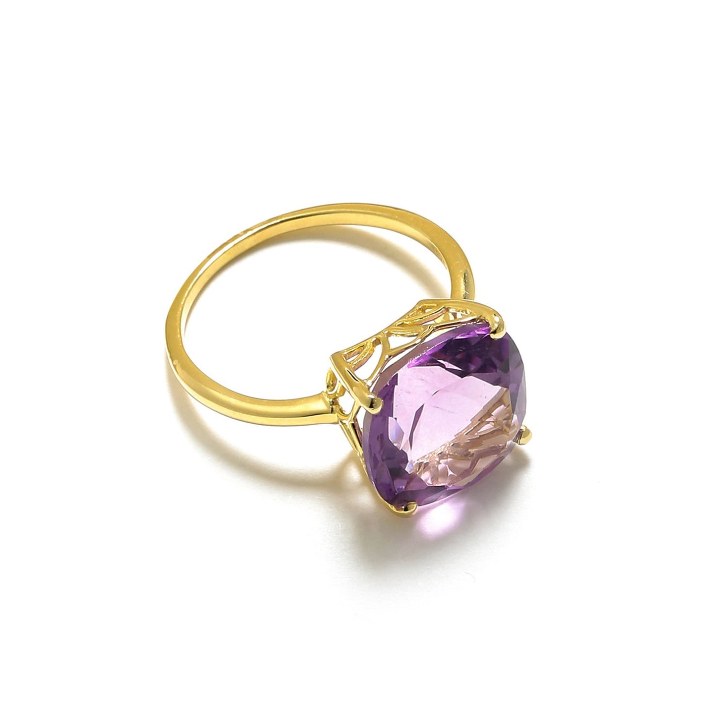 Tiramisu 5.85 Ct Amethyst Solid 10k Yellow Gold Ring Jewelry tiramisu