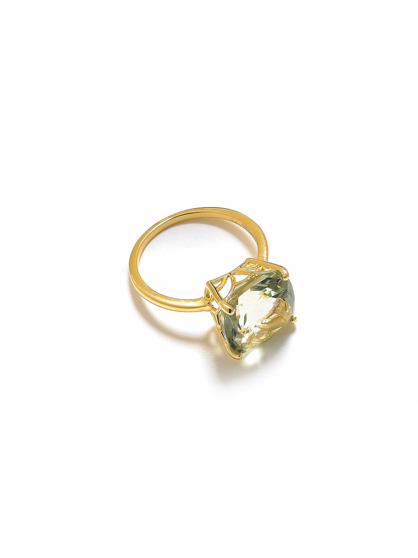 Tiramisu 5.85 Ct Green Amethyst Solid 10k Yellow Gold Ring Jewelry tiramisu