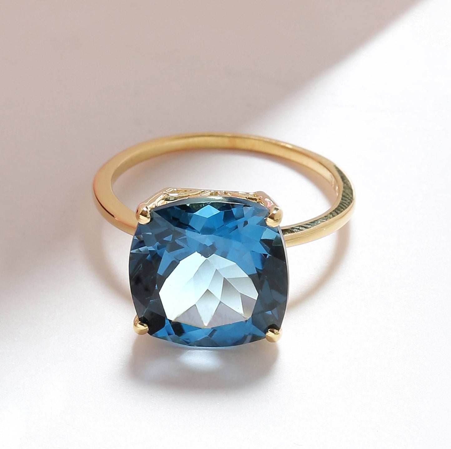 Tiramisu 7.50 Ct London Blue Topaz Solid 10k Yellow Gold Ring Jewelry tiramisu