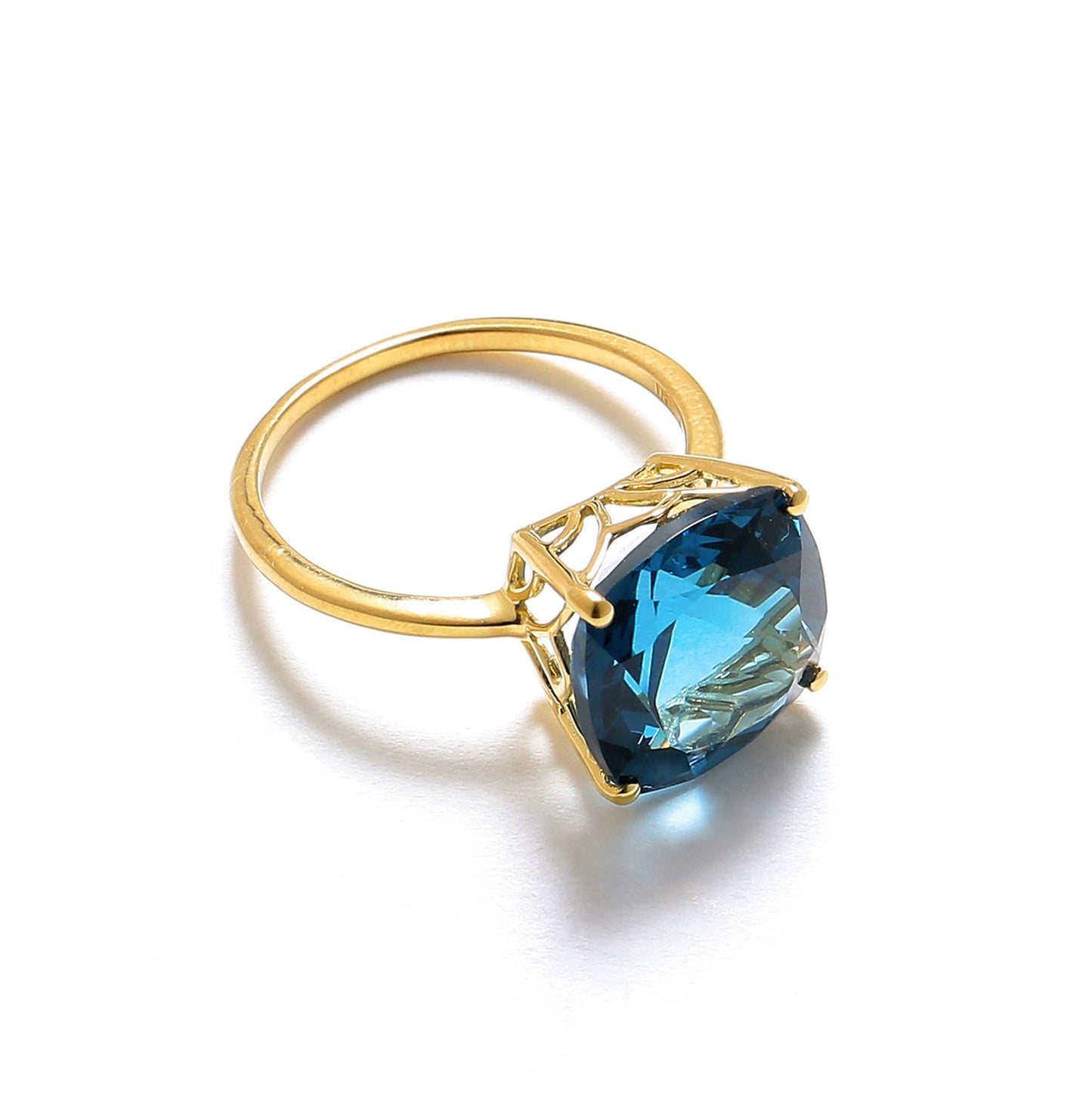 Tiramisu 7.50 Ct London Blue Topaz Solid 10k Yellow Gold Ring Jewelry tiramisu