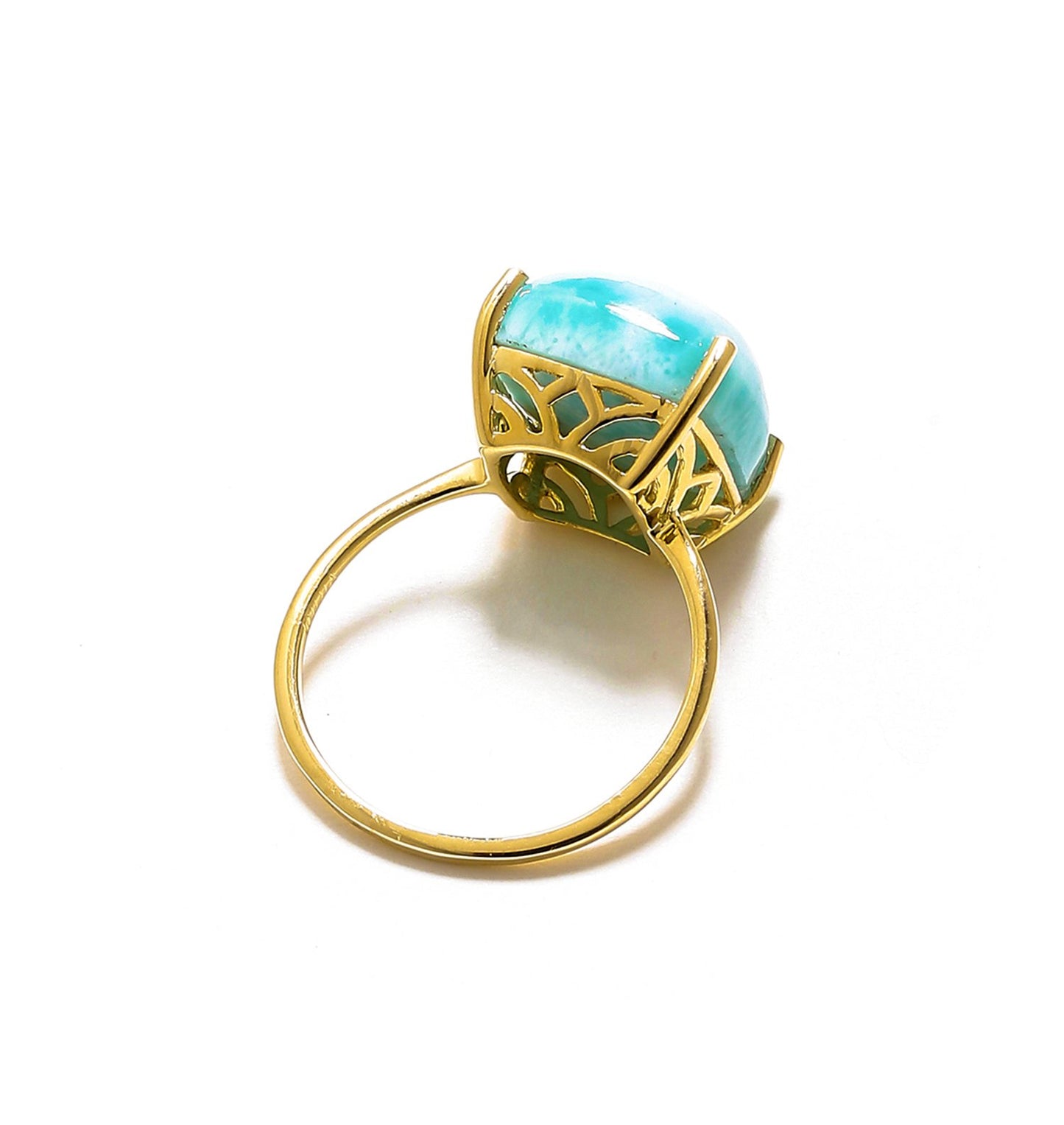 Tiramisu 5.85 Ct Larimar Solid 10k Yellow Gold Ring Jewelry tiramisu