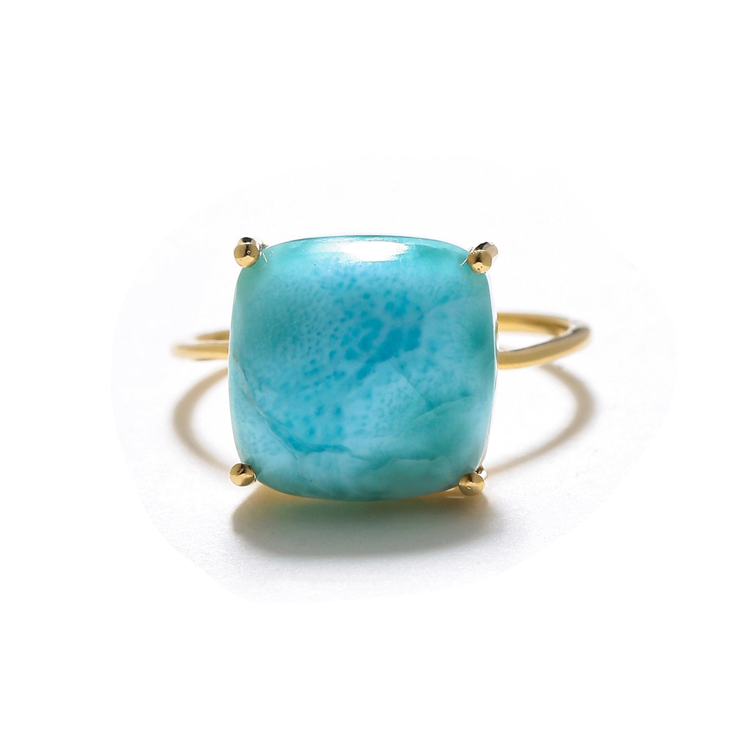 Tiramisu 5.85 Ct Larimar Solid 10k Yellow Gold Ring Jewelry tiramisu