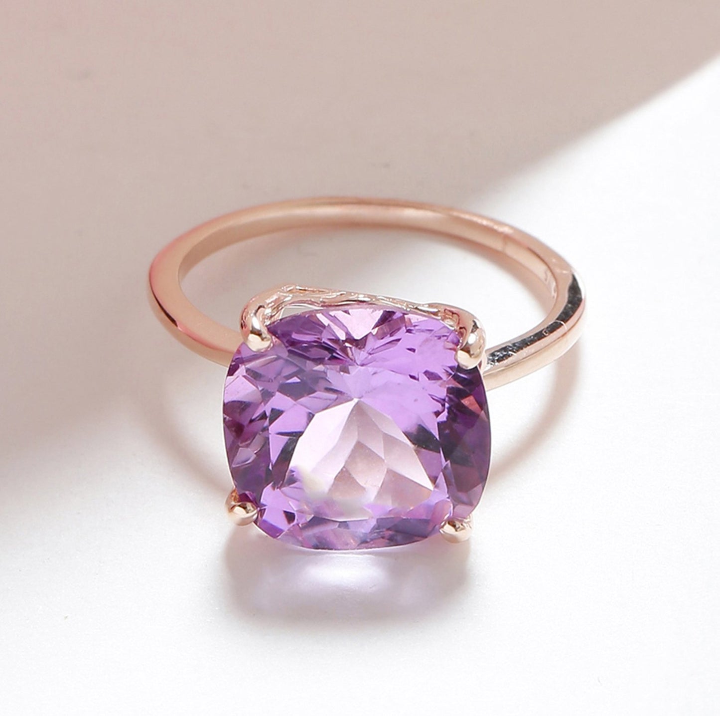 Tiramisu 5.85 Ct Amethyst Solid 10k Rose Gold Ring Jewelry tiramisu