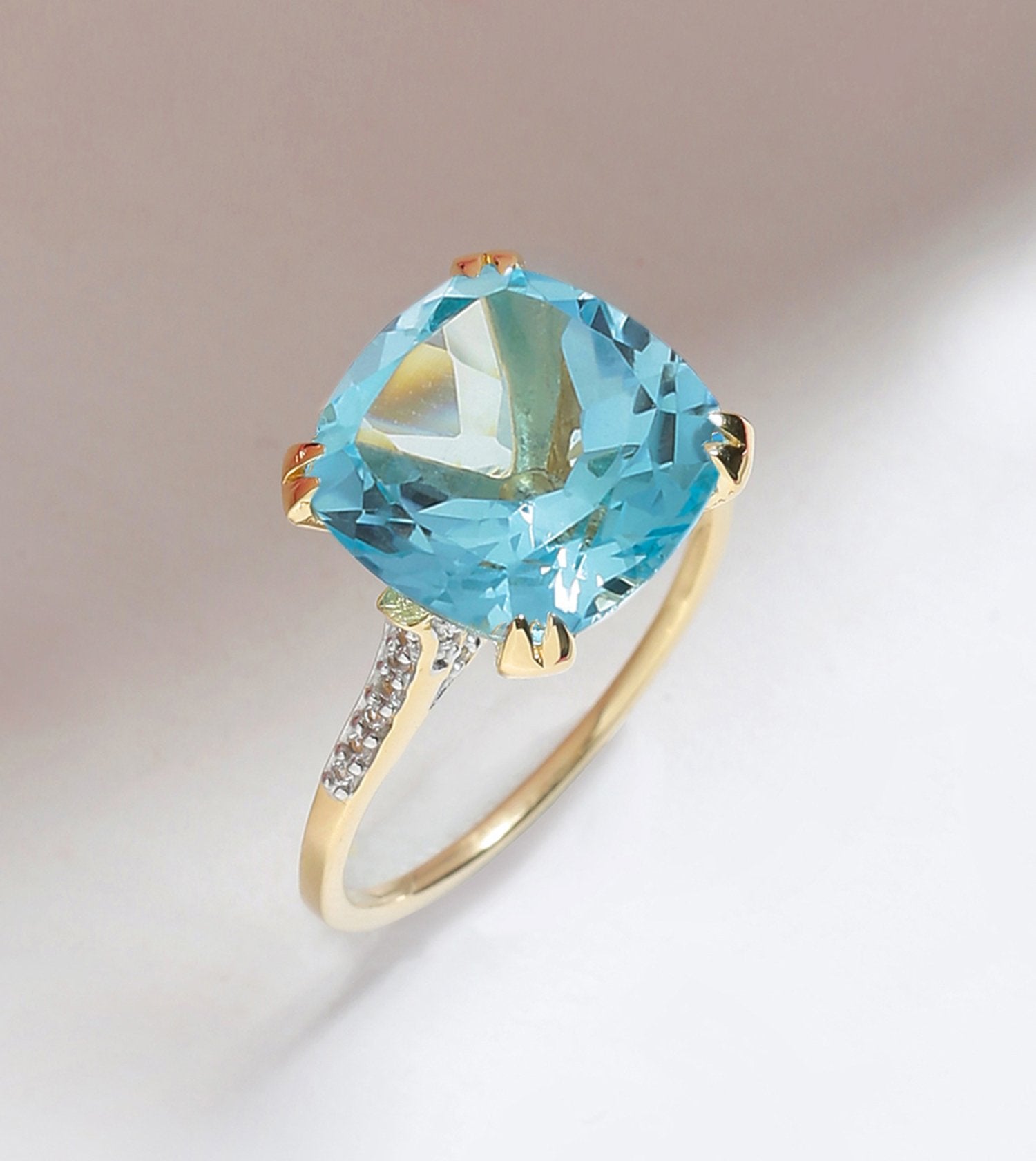 Tiramisu 8.73 Ct Sky Blue Topaz Solid 10k Yellow Gold Statement Ring Jewelry tiramisu