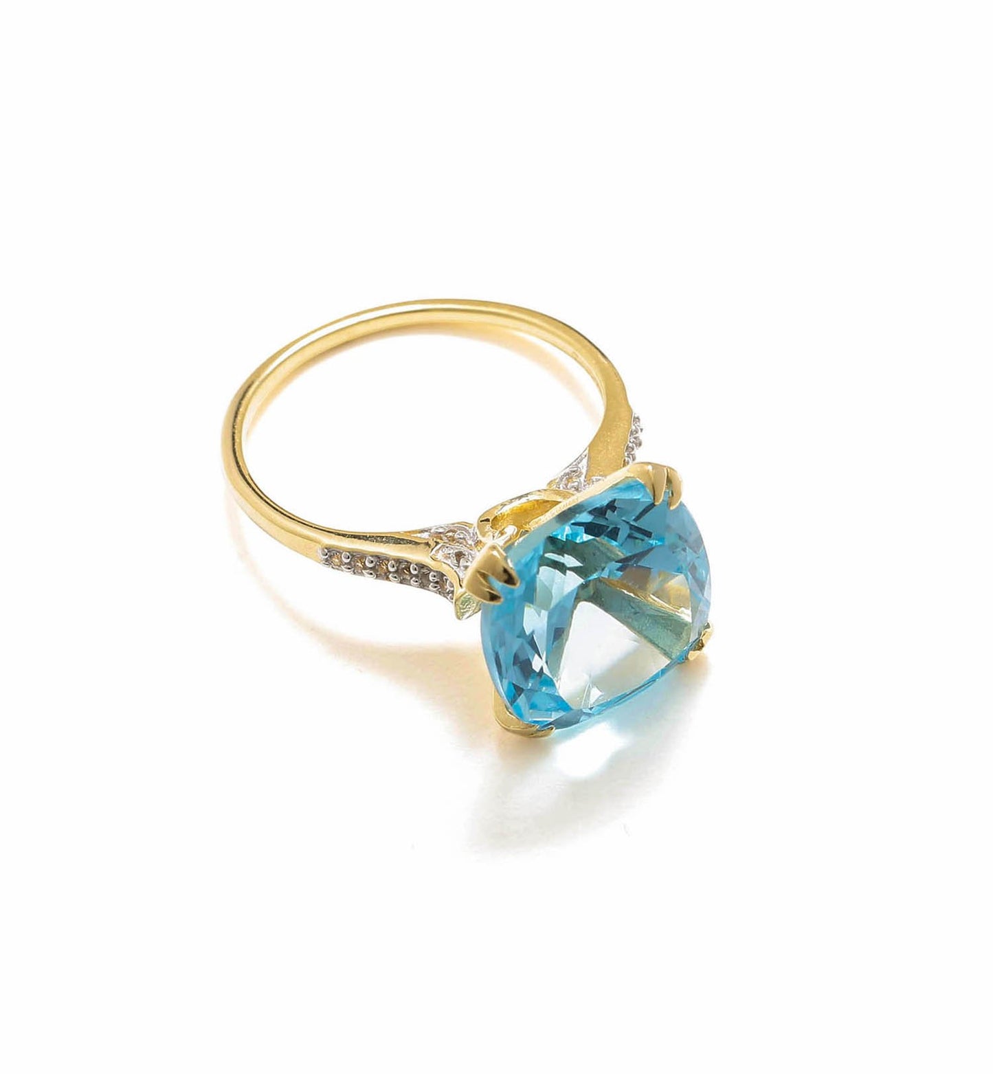 Tiramisu 8.73 Ct Sky Blue Topaz Solid 10k Yellow Gold Statement Ring Jewelry tiramisu
