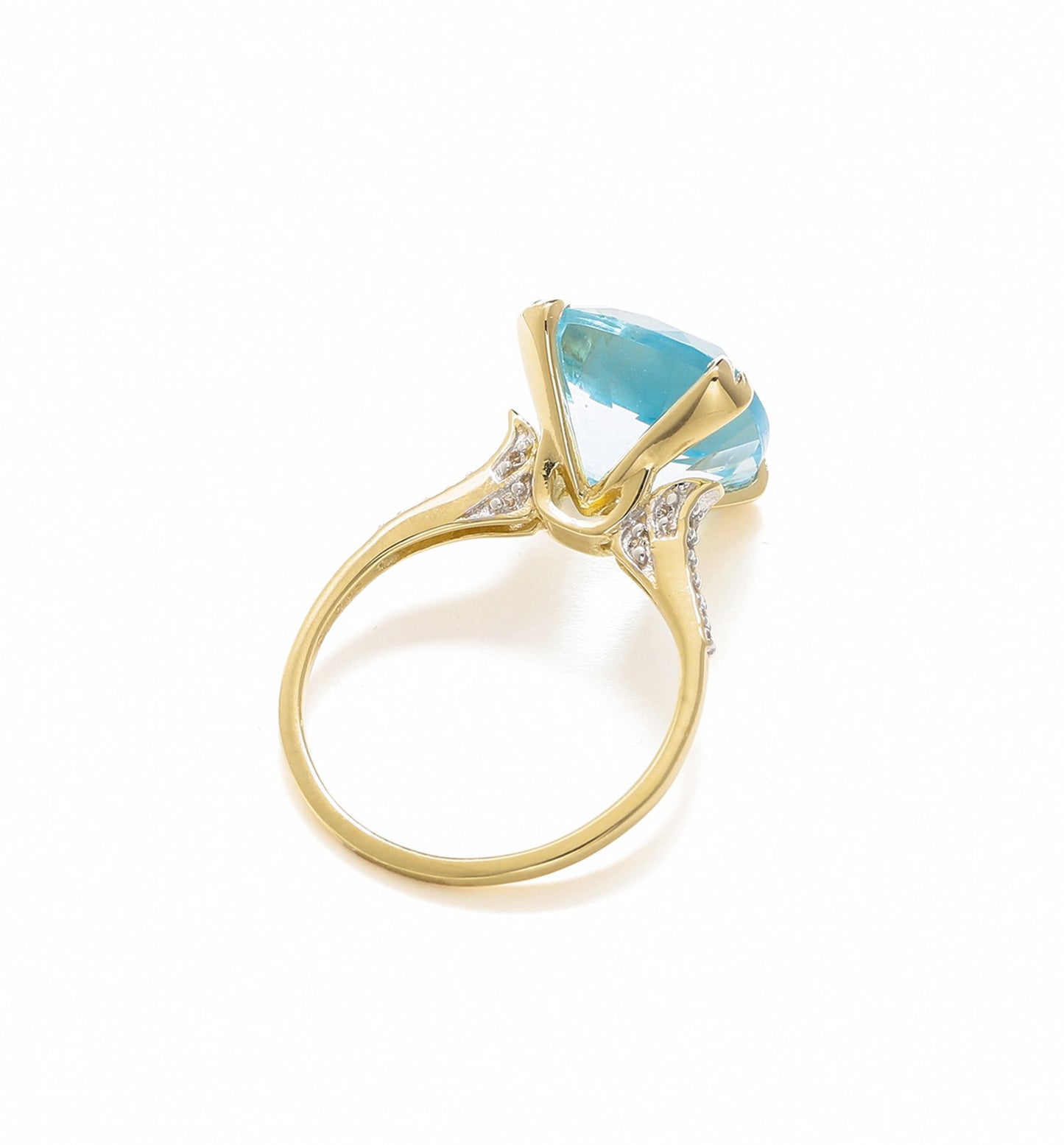 Tiramisu 8.73 Ct Sky Blue Topaz Solid 10k Yellow Gold Statement Ring Jewelry tiramisu