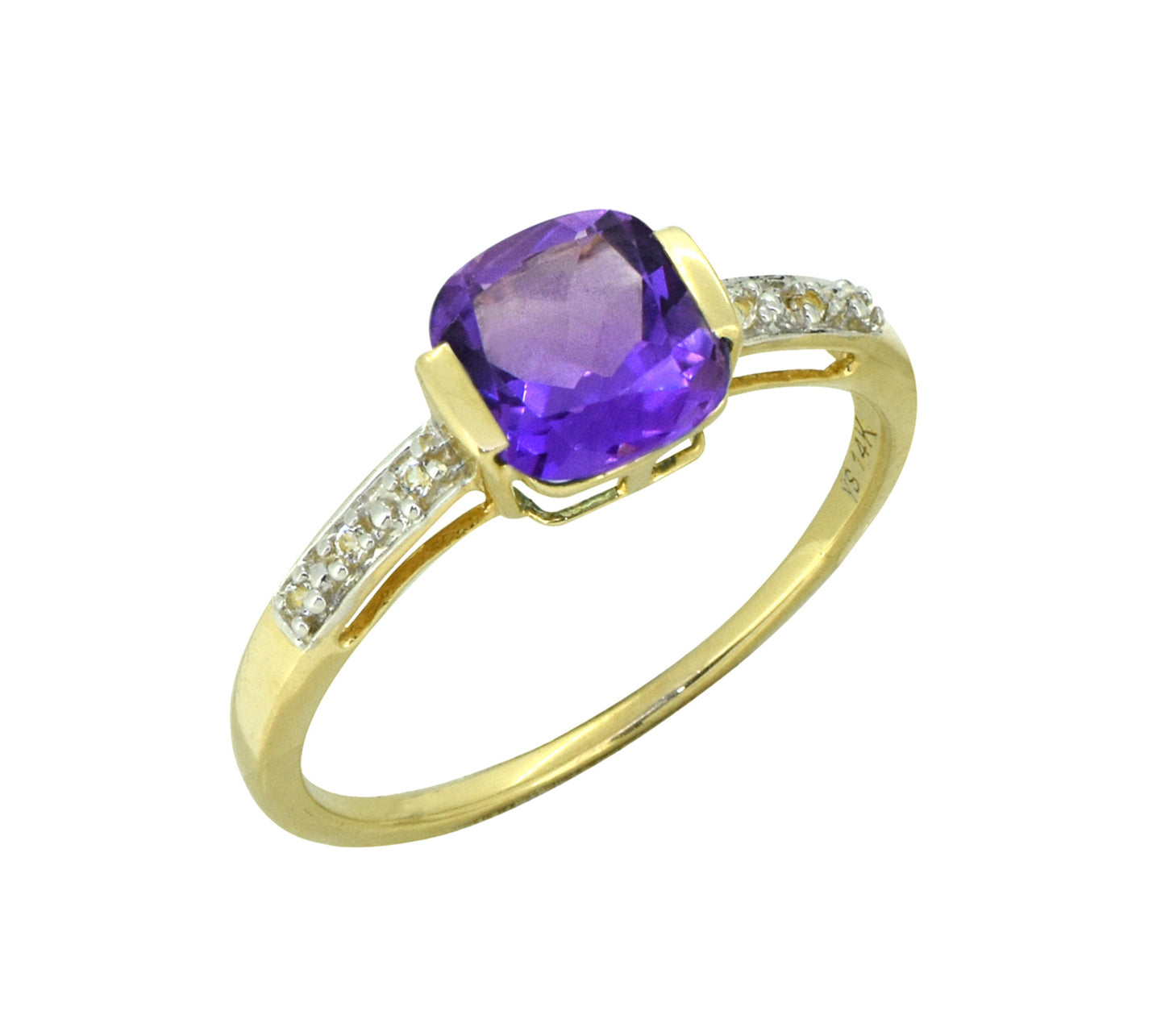 Tiramisu Solid 14k Yellow Gold Amethyst Ring (1.69 ct) tiramisu