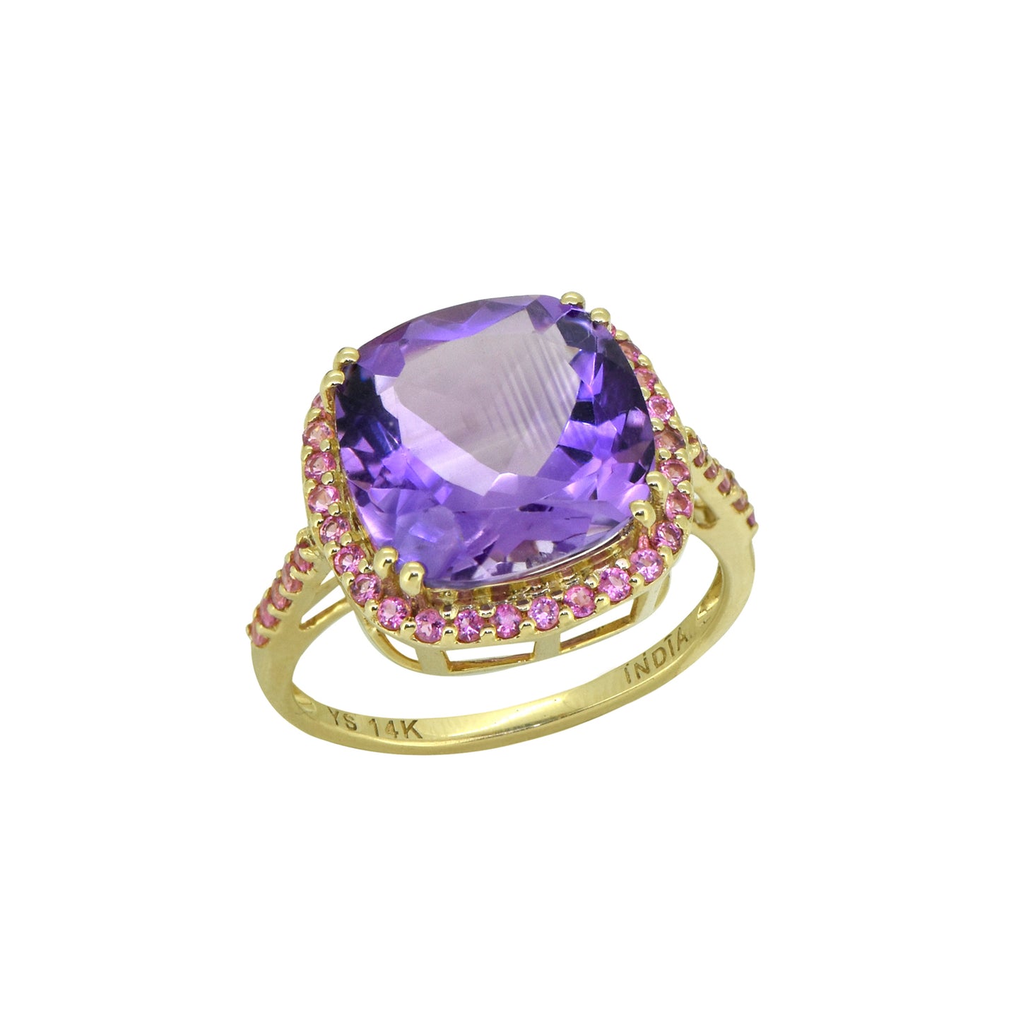 Tiramisu Solid 14k Yellow Gold Amethyst Ring (6.98 ct) tiramisu