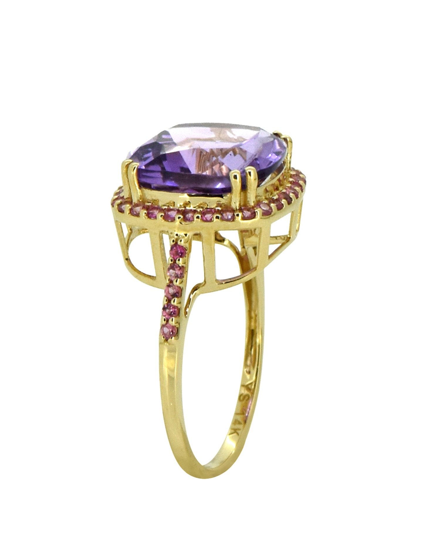 Tiramisu Solid 14k Yellow Gold Amethyst Ring (6.98 ct) tiramisu