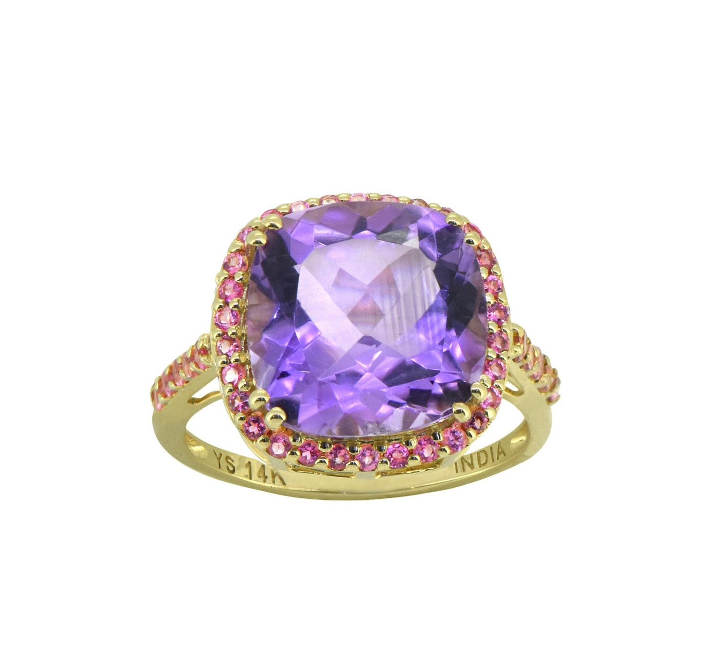 Tiramisu Solid 14k Yellow Gold Amethyst Ring (6.98 ct) tiramisu