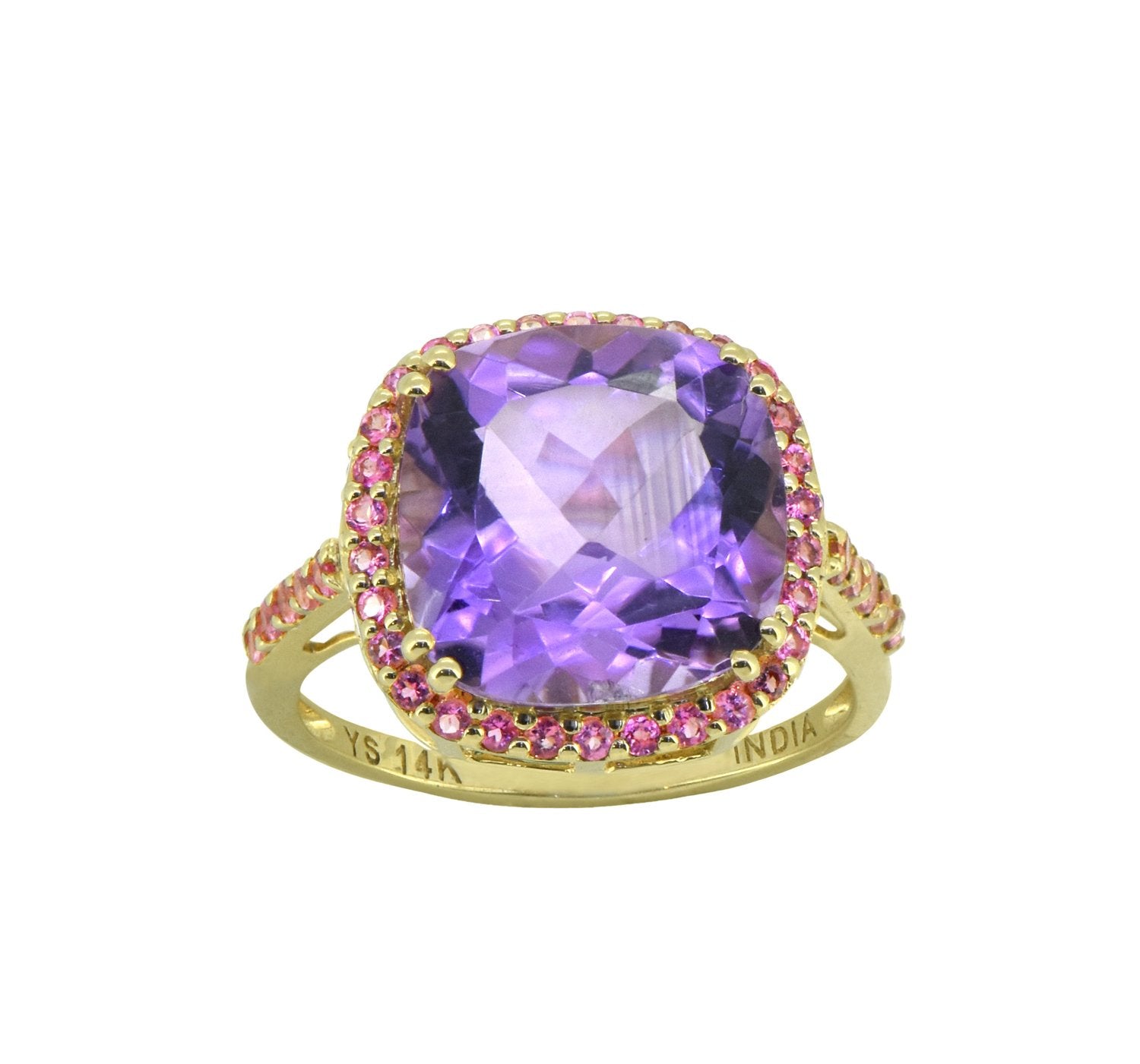 Tiramisu Solid 14k Yellow Gold Amethyst Ring (6.98 ct) tiramisu