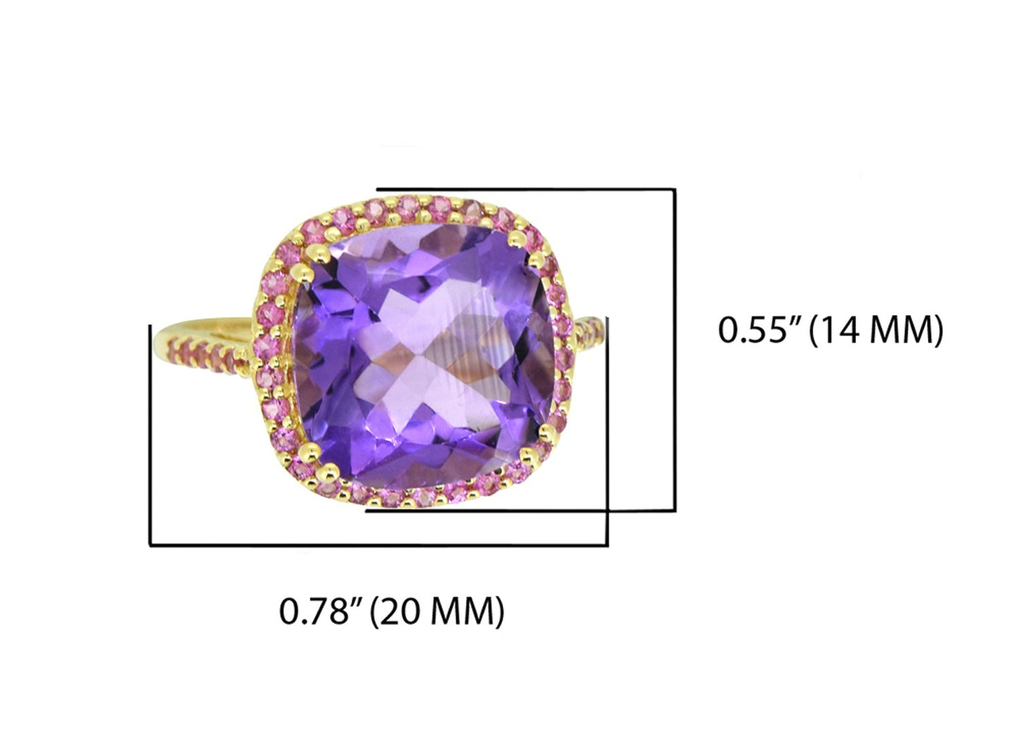Tiramisu Solid 14k Yellow Gold Amethyst Ring (6.98 ct) tiramisu