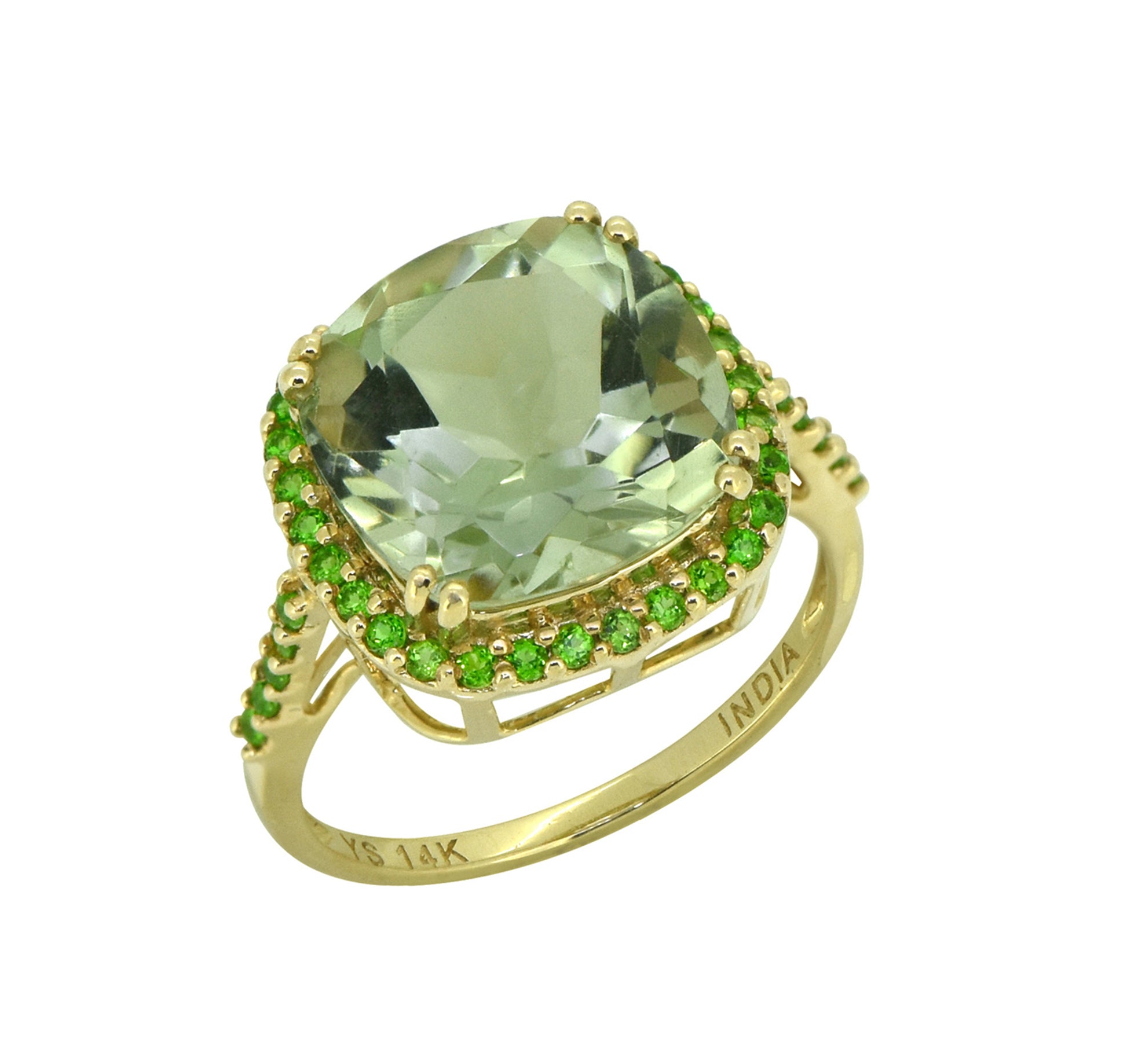 Tiramisu Solid 14k Yellow Gold Green Amethyst Ring (6.98 ct) tiramisu