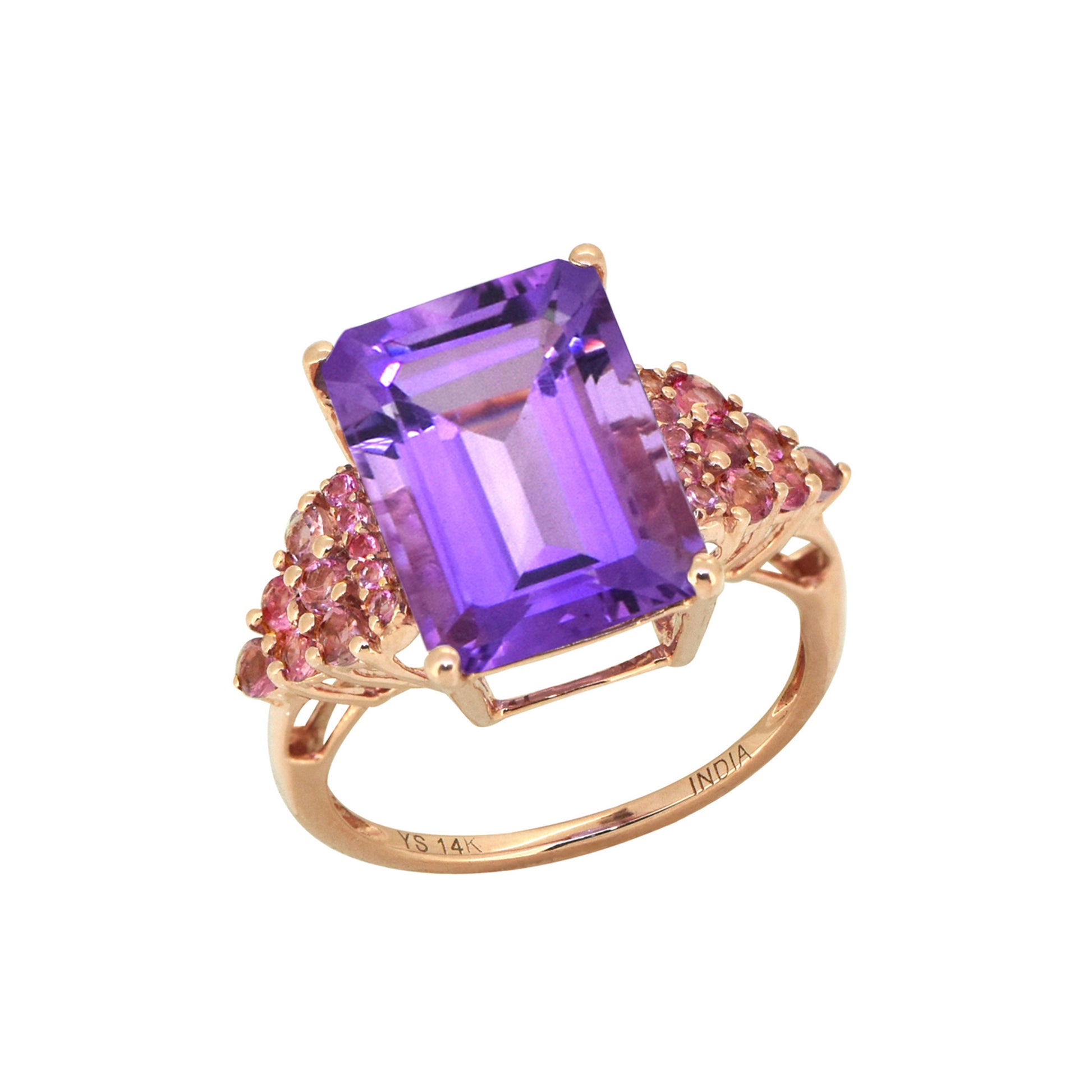 Tiramisu Solid 14k Rose Gold Amethyst Ring (8.95 ct) tiramisu