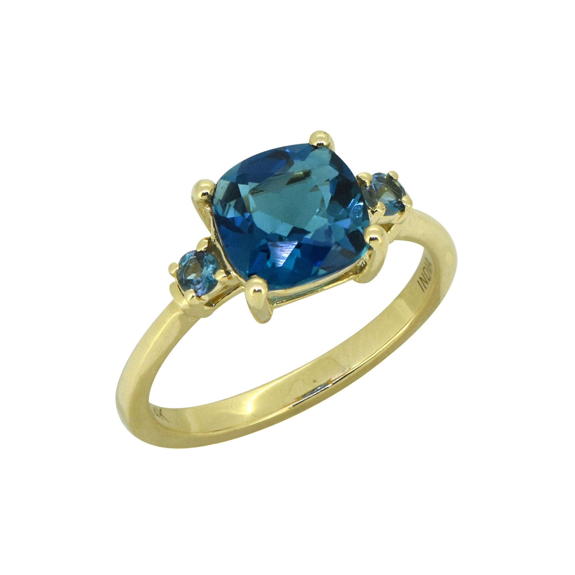 Tiramisu Solid 14k Yellow Gold London Blue Topaz Ring 2.15 ct tiramisu