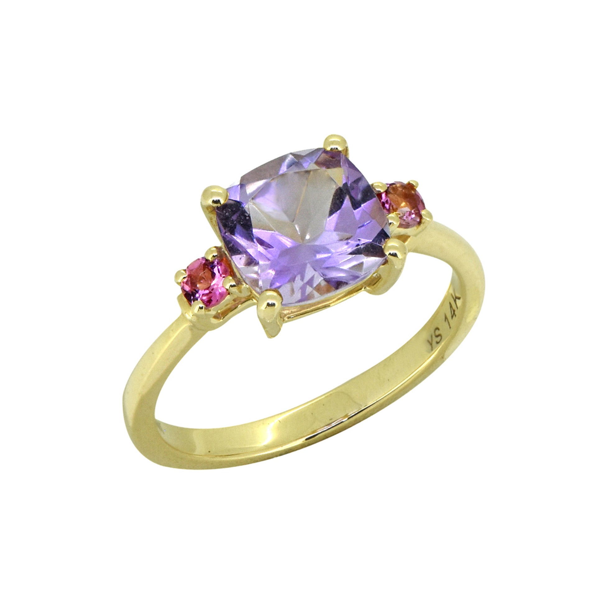 Tiramisu Solid 14k Yellow Gold Pink Amethyst Ring (2.15 ct) tiramisu