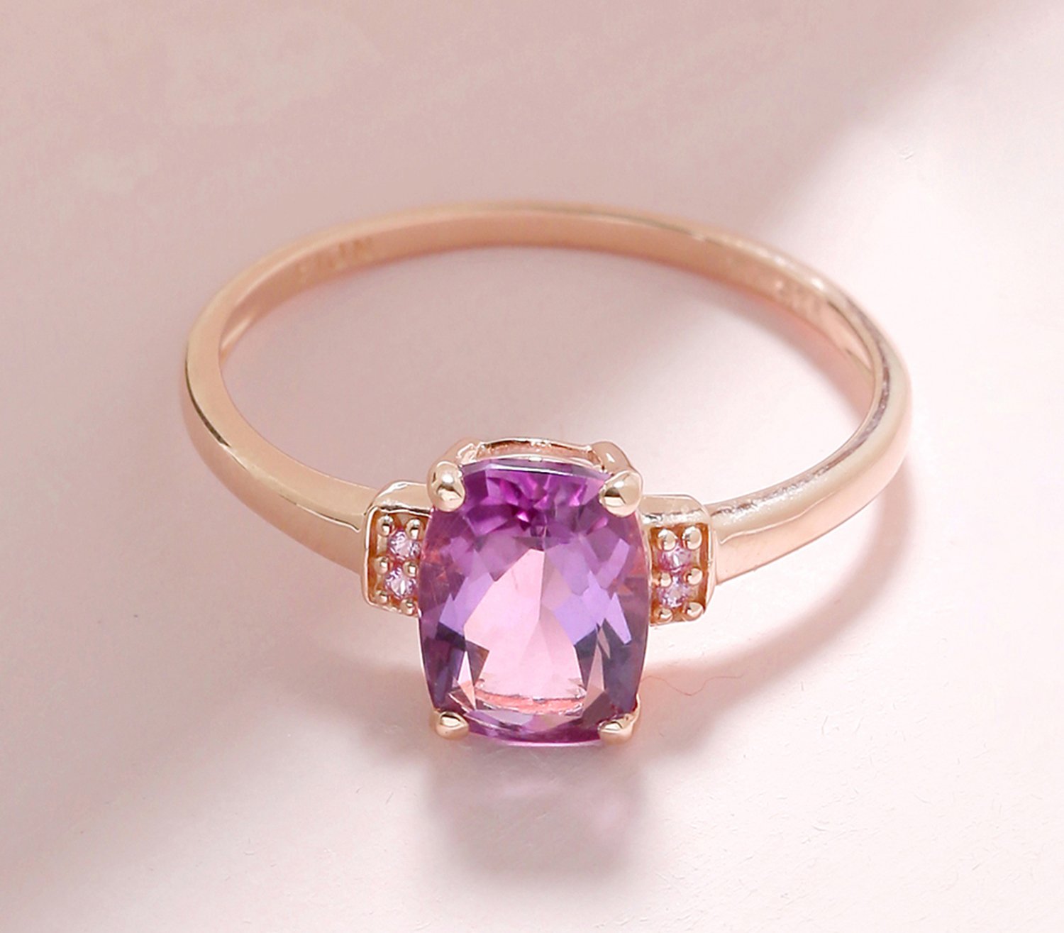 Tiramisu 1.32 Ct Amethyst Pink Sapphire Solid 10k Rose Gold Ring tiramisu