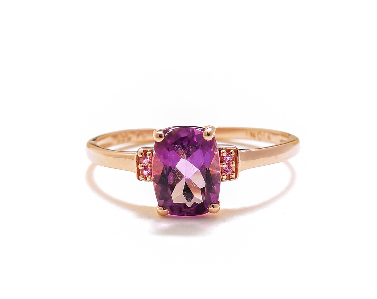 Tiramisu 1.32 Ct Amethyst Pink Sapphire Solid 10k Rose Gold Ring tiramisu