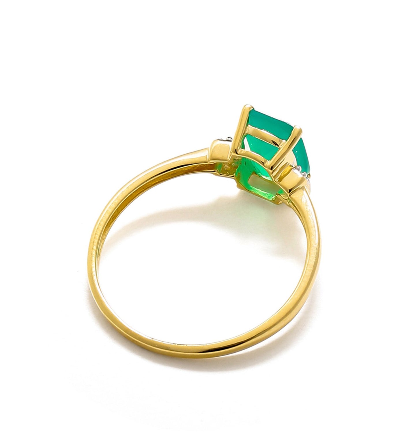 Tiramisu 1.32 Ct Green Onyx White Topaz Solid 10k Yellow Gold Ring tiramisu