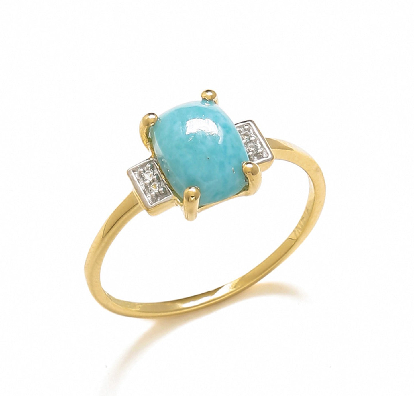 Tiramisu 1.42 Ct Larimar White Topaz Solid 10k Yellow Gold Ring Jewelry tiramisu